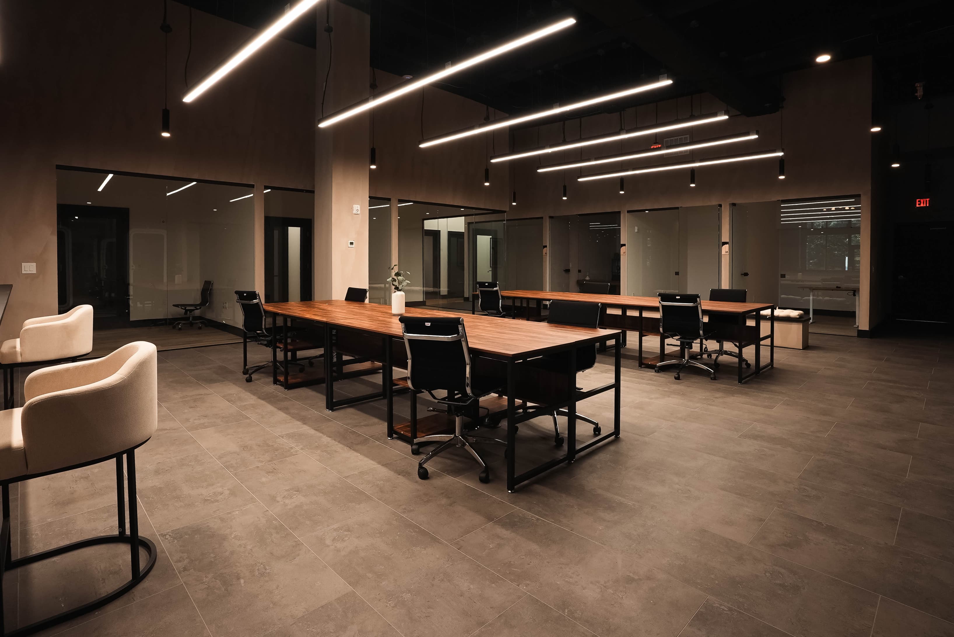 Coworking area and common space Coworking area and common space