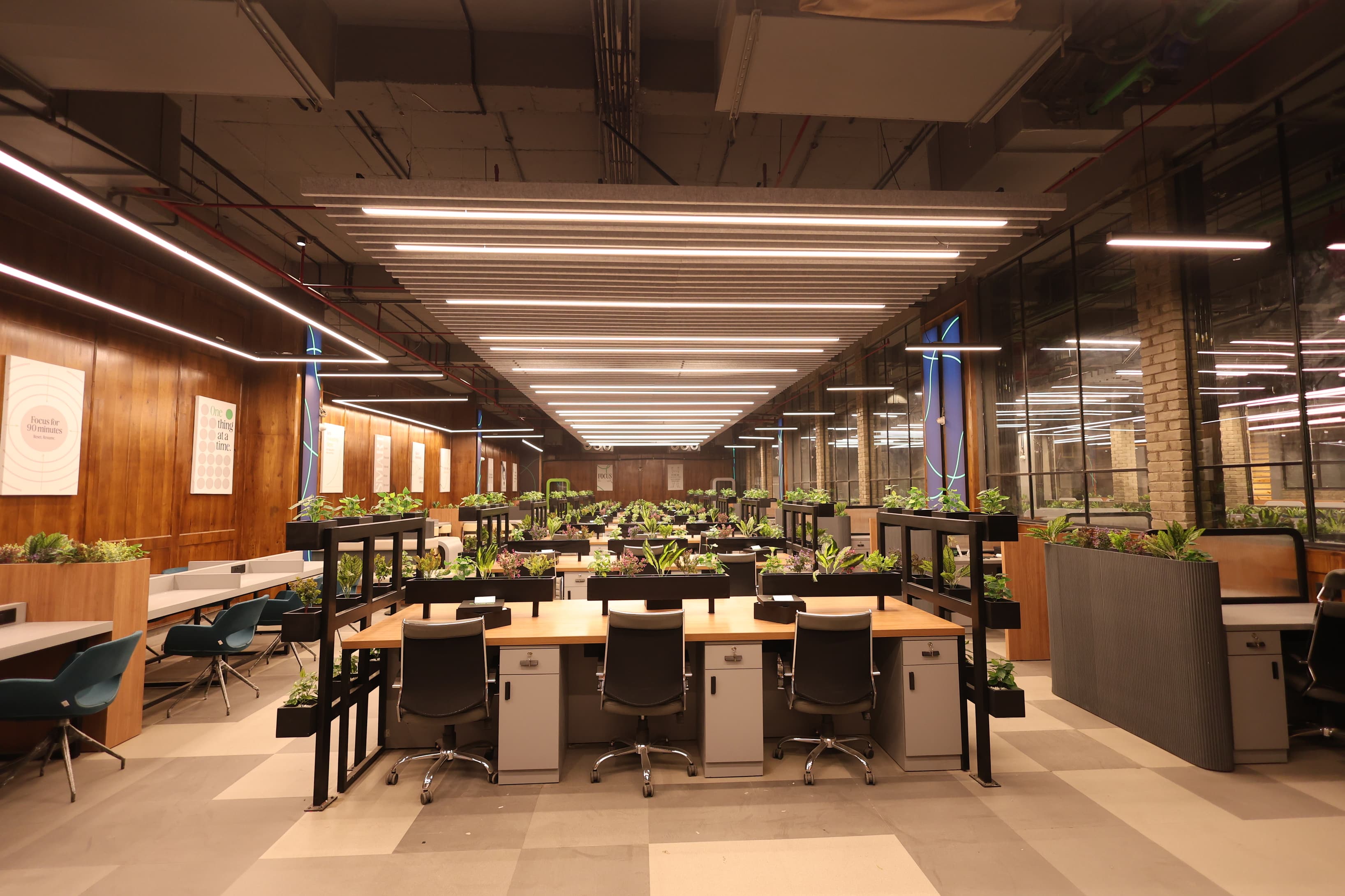 Superco – S1 Workspace showcasing four seating arrangements: Super seats, work desks, private desks, and lounge seats.