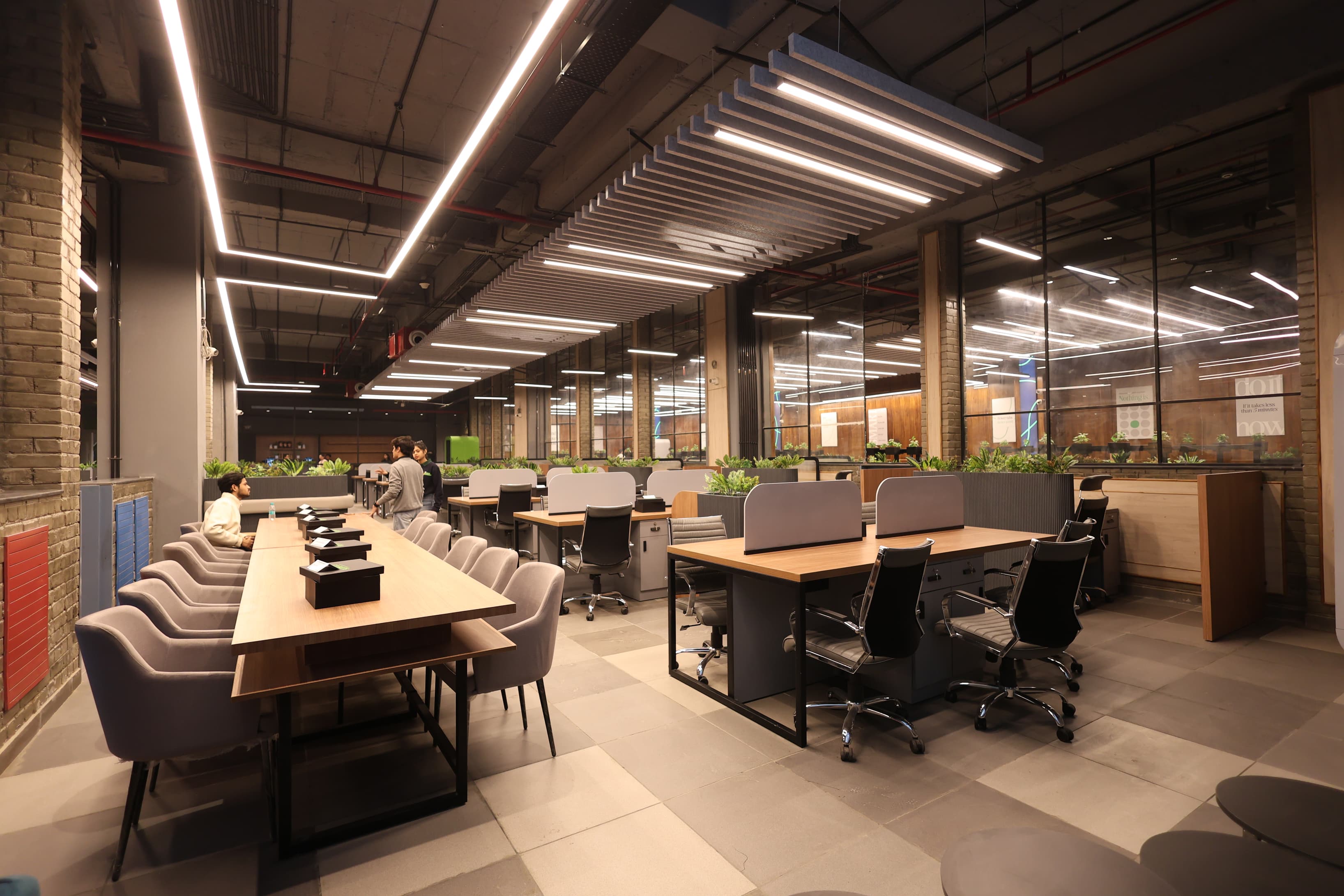 Superco – S2 Workspace showcasing four seating arrangements: Super seats, work desks, private desks, and lounge seats.