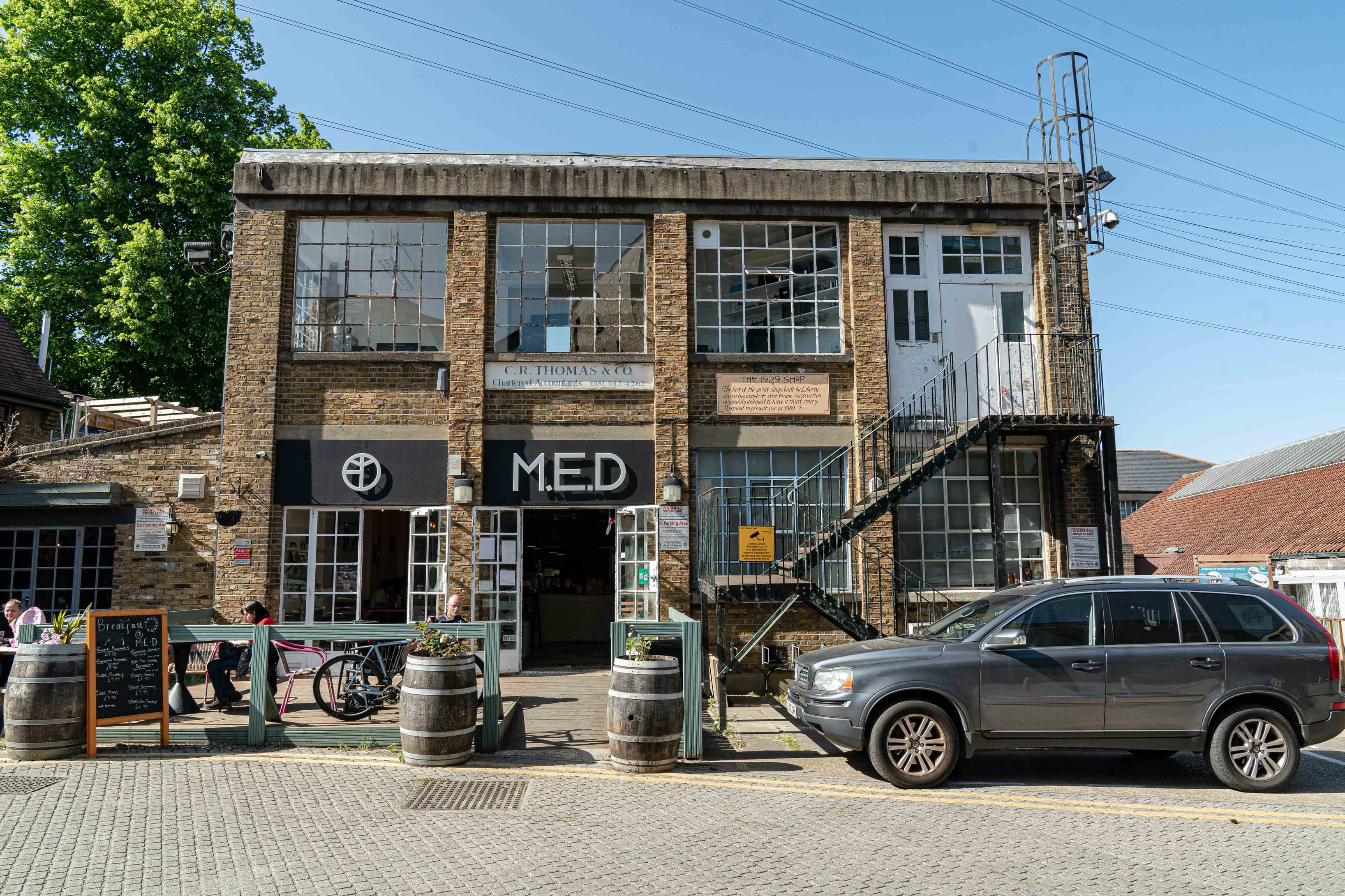 Converted textile mill on the banks of the river wandle