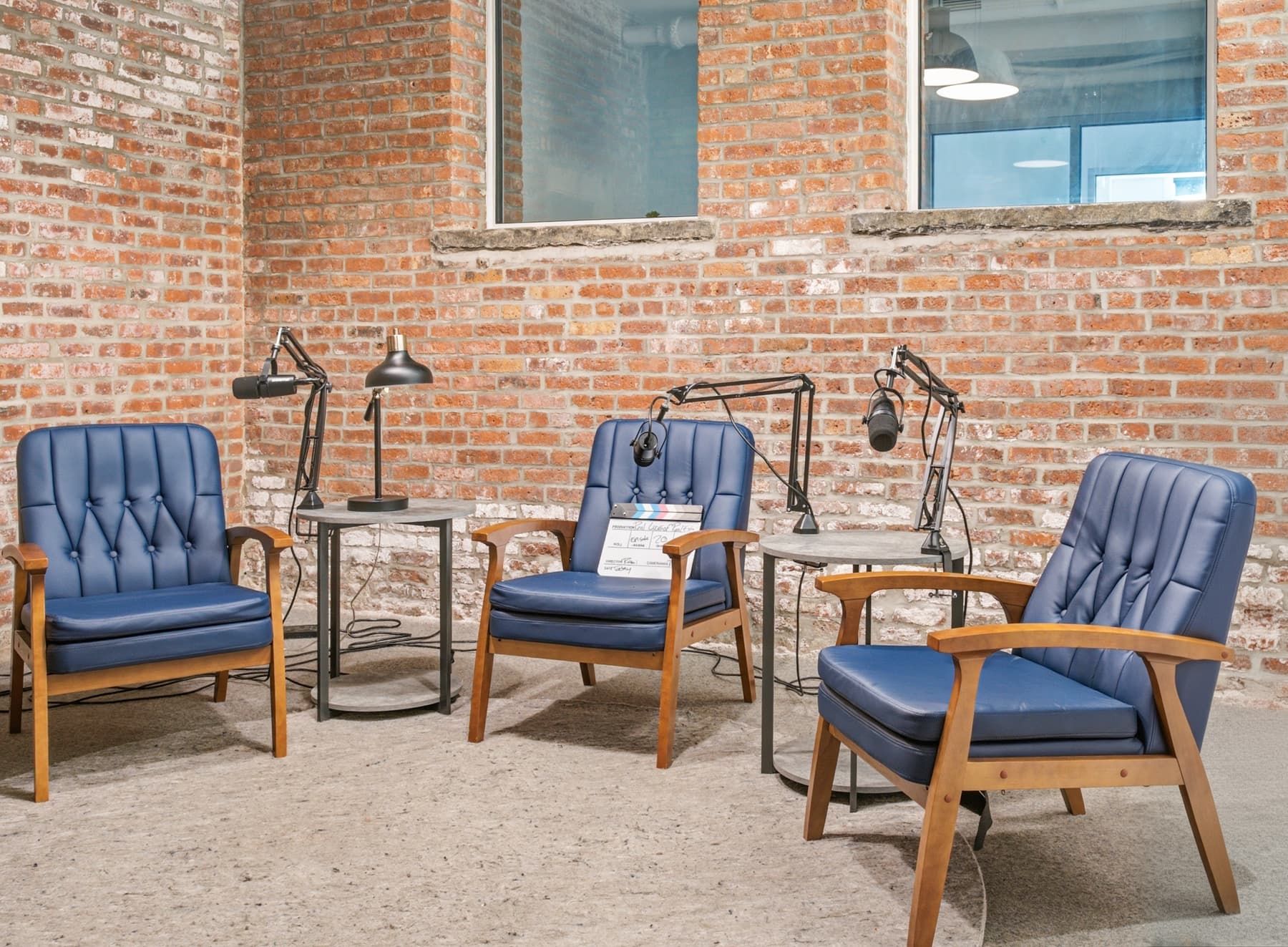 Record podcasts, interviews, and video content on site. Record podcasts, interviews, and video content on site.