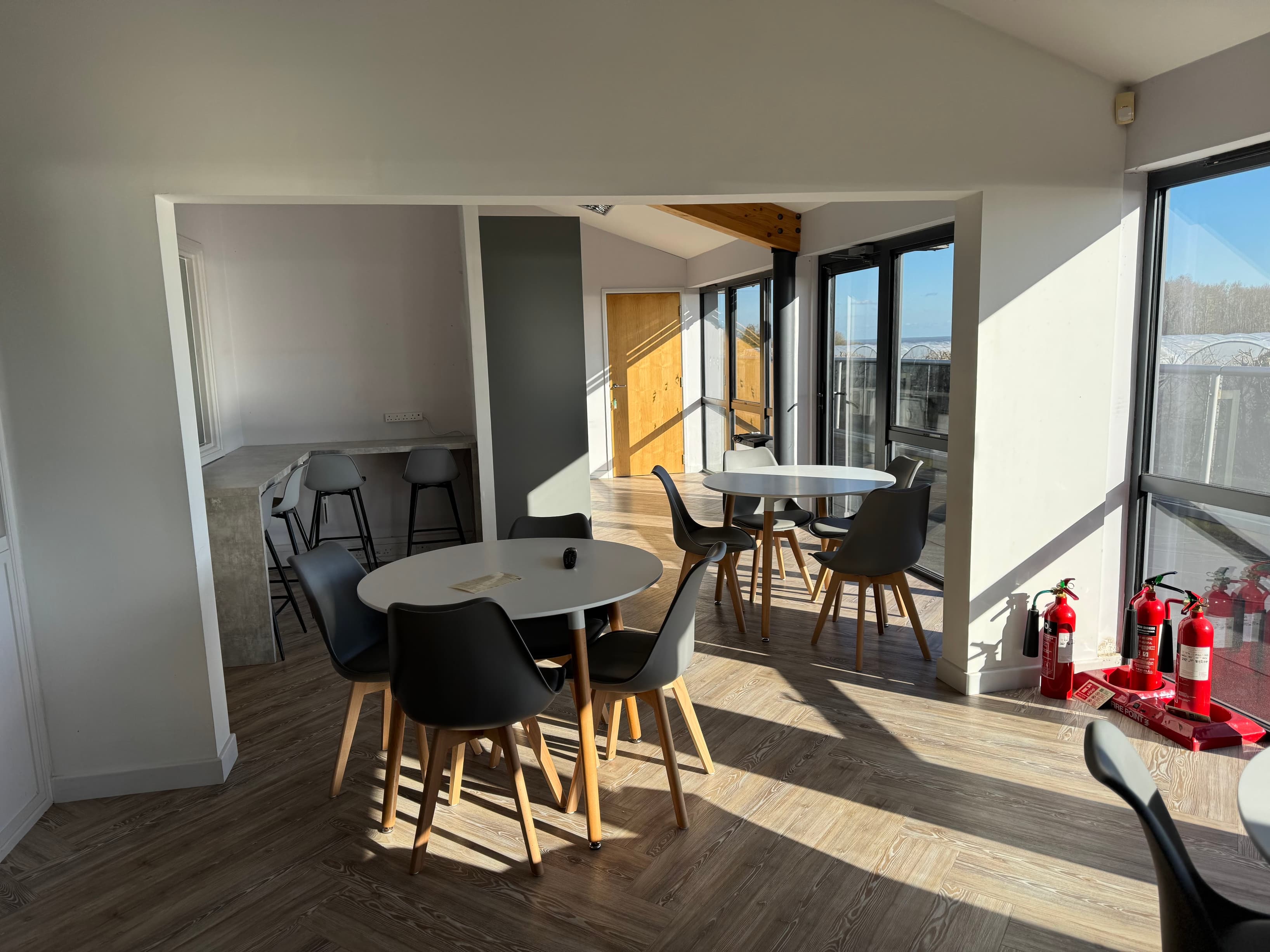 Excellent staff room with balcony access.