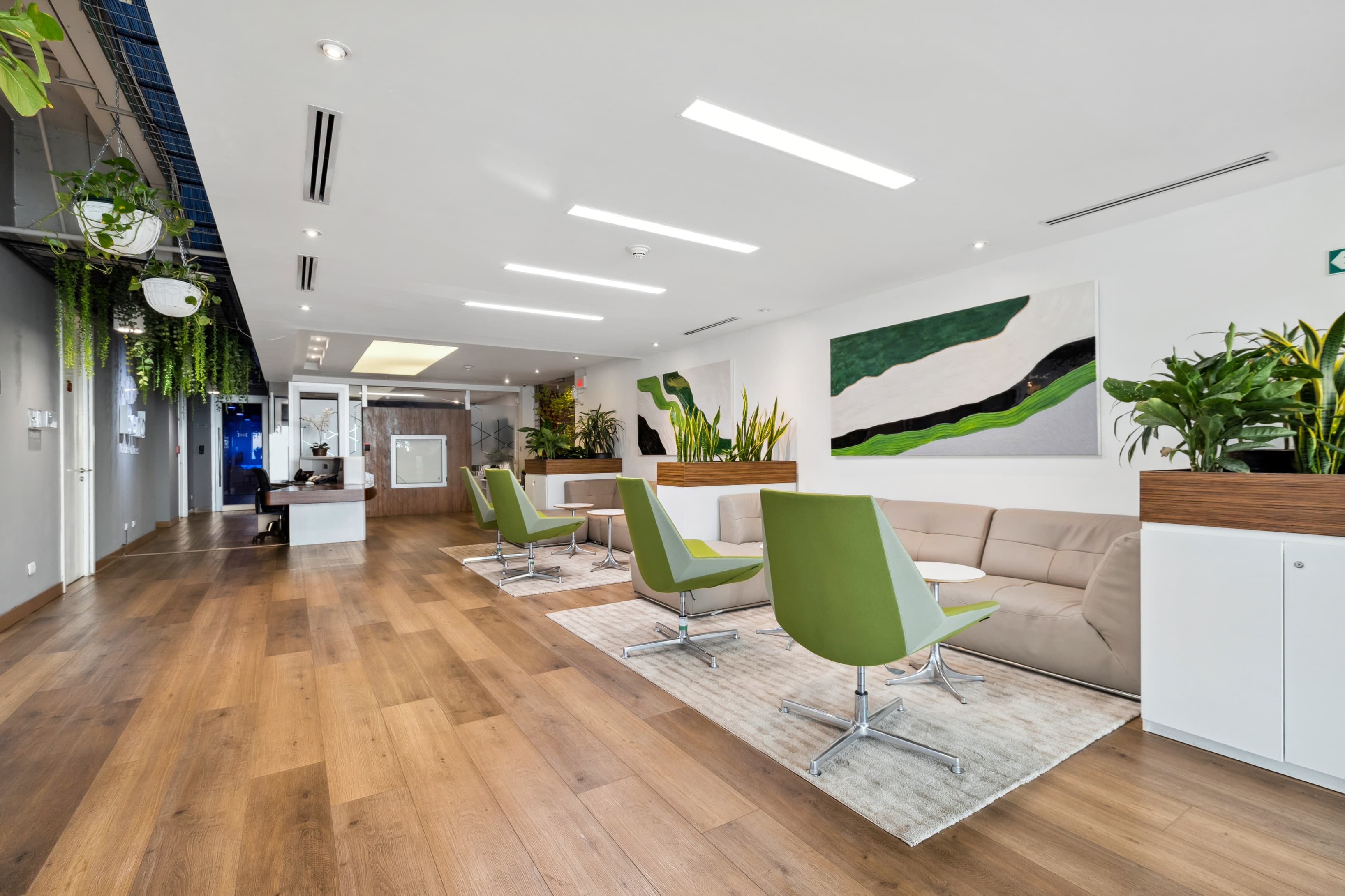 Comfortable lounge with sofas for informal meetings and relaxation.