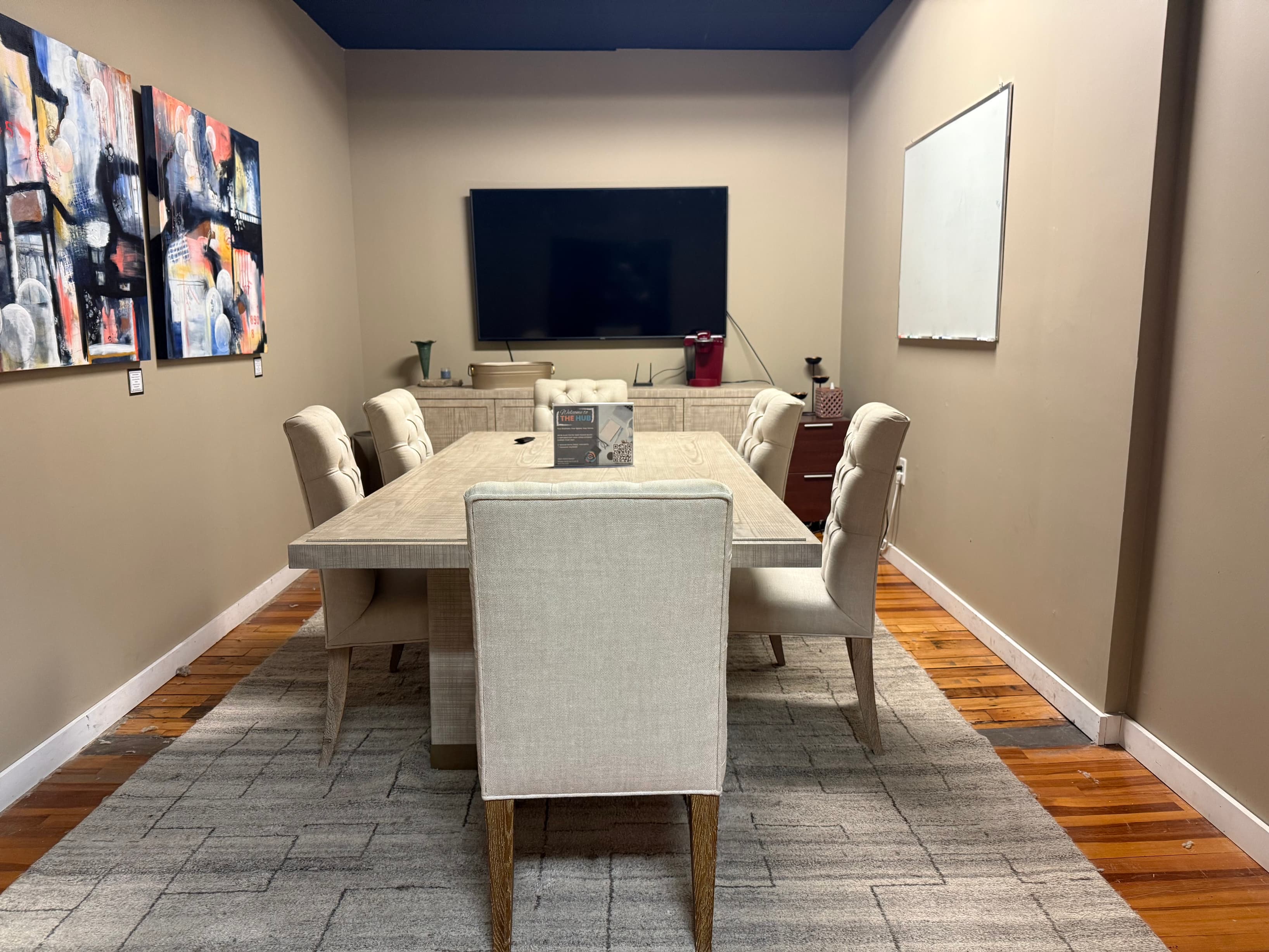 Tech-equipped meeting rooms ideal for client calls, team sessions, or presentations—bookable by the hour.