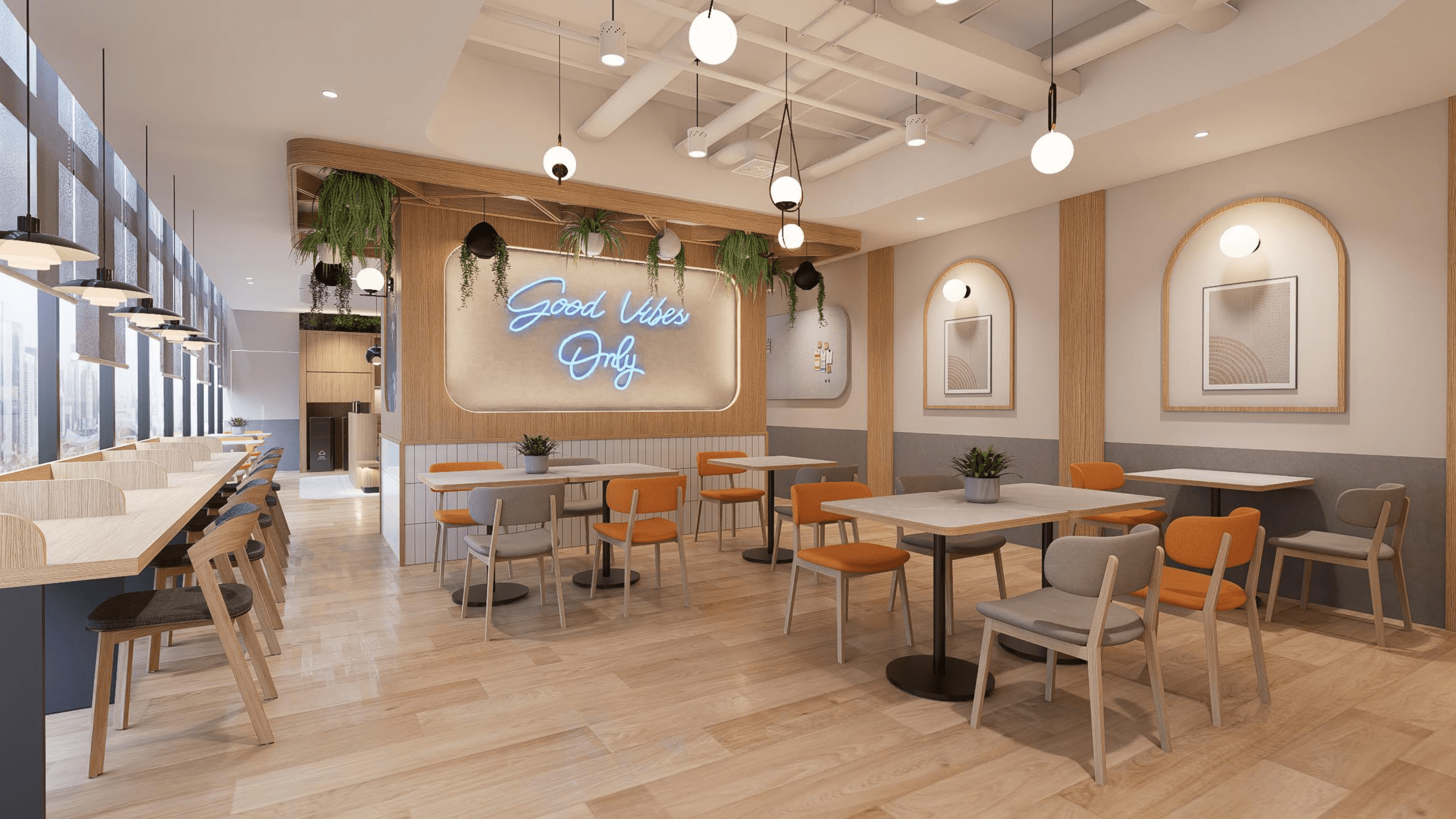 Pantry with free-flow coffee, tea and snacks