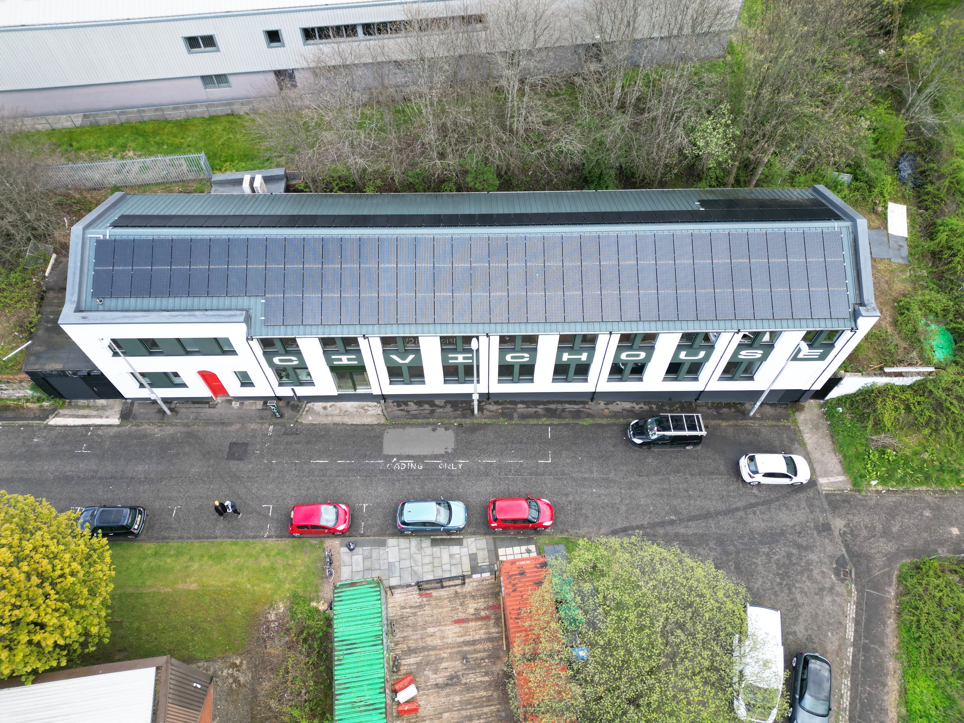 Aerial view of building
