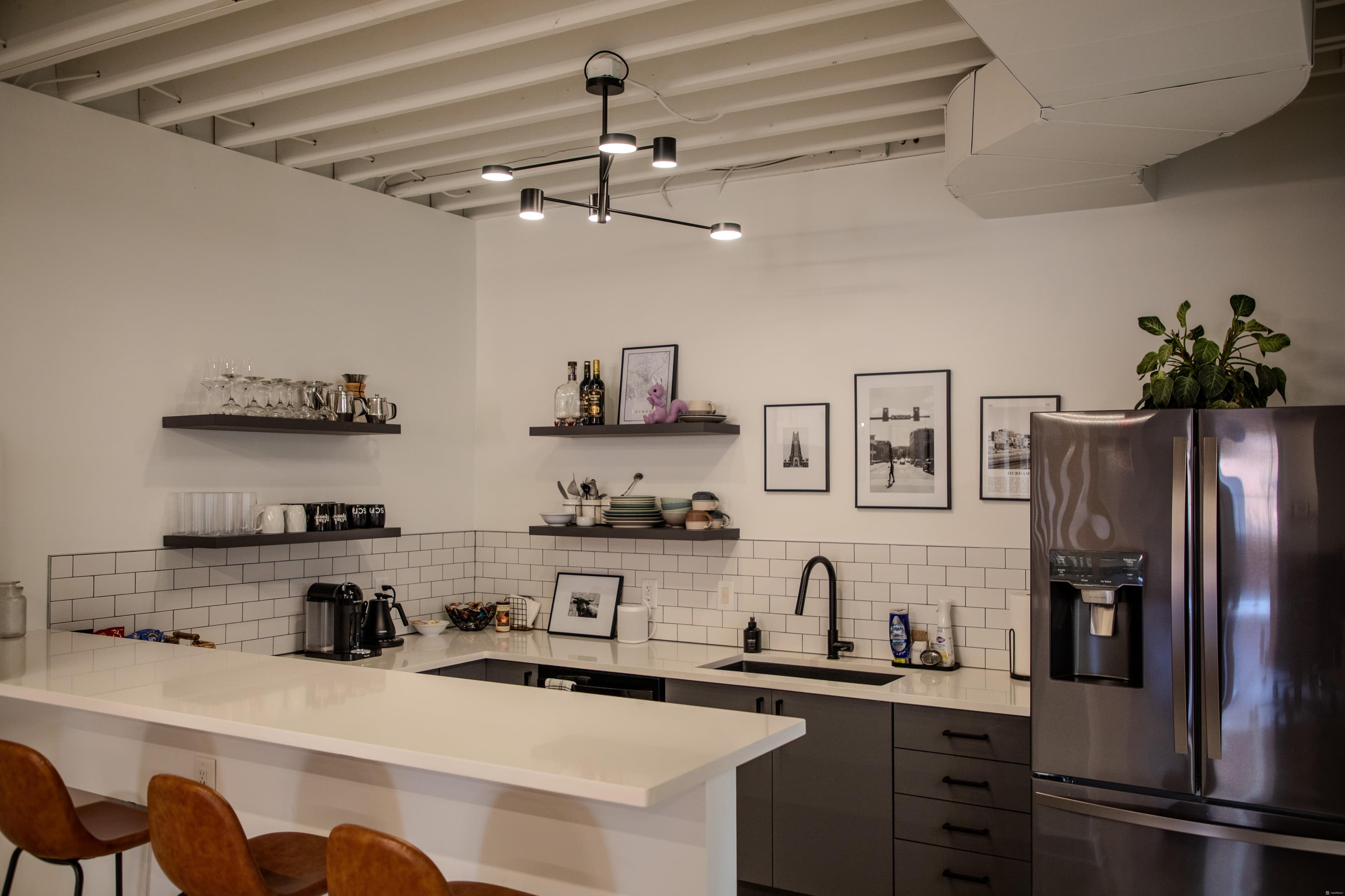 A kitchen with free coffee and tea. A kitchen with free coffee and tea.