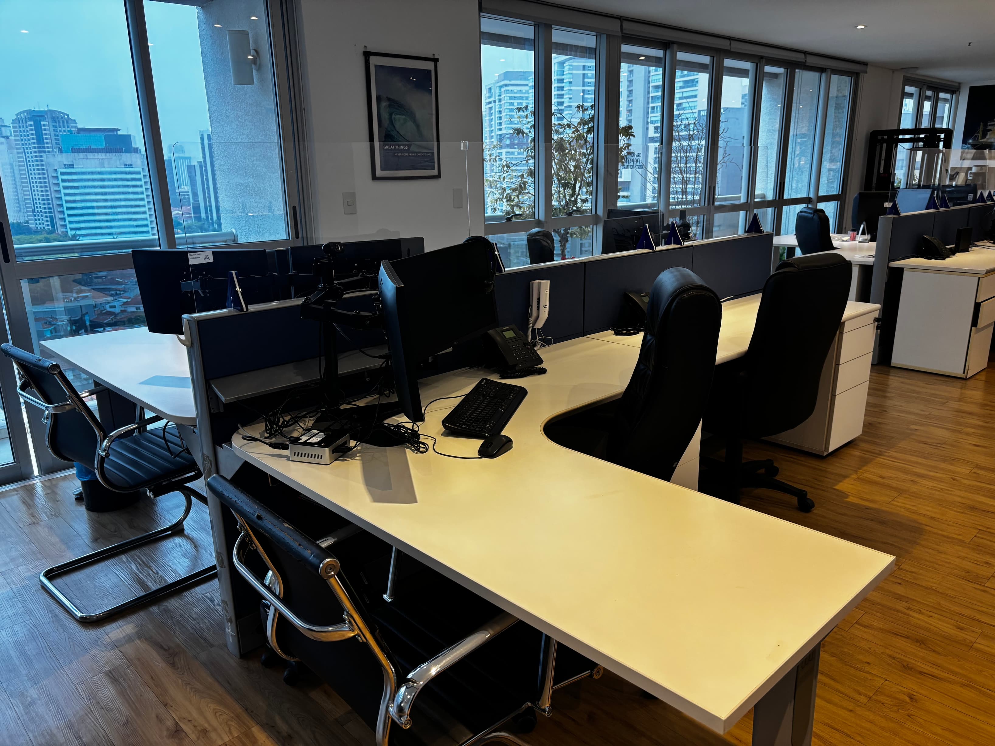 Spacious Desk with CPU and Monitor