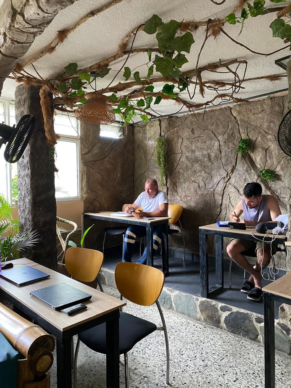 Comfortable workspace with natural design and a calm atmosphere, ideal for focus and productivity