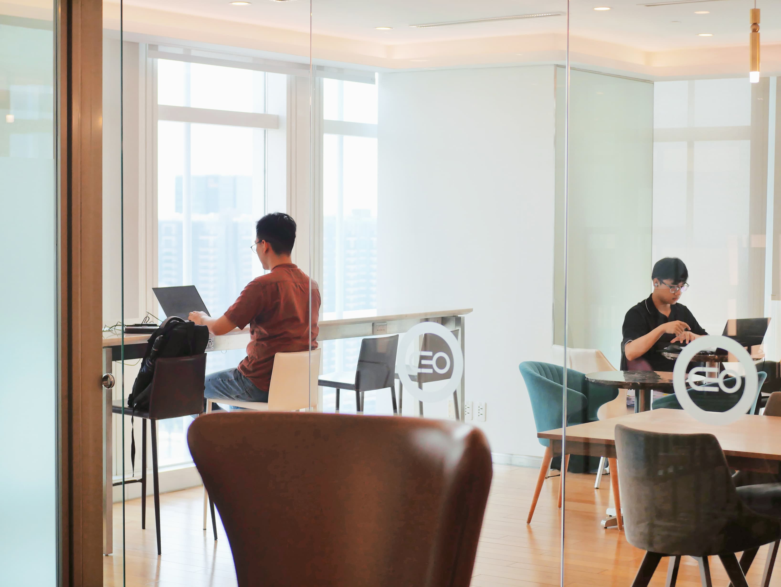 Coworking area with beautiful Saigon river view Coworking area with beautiful Saigon river view