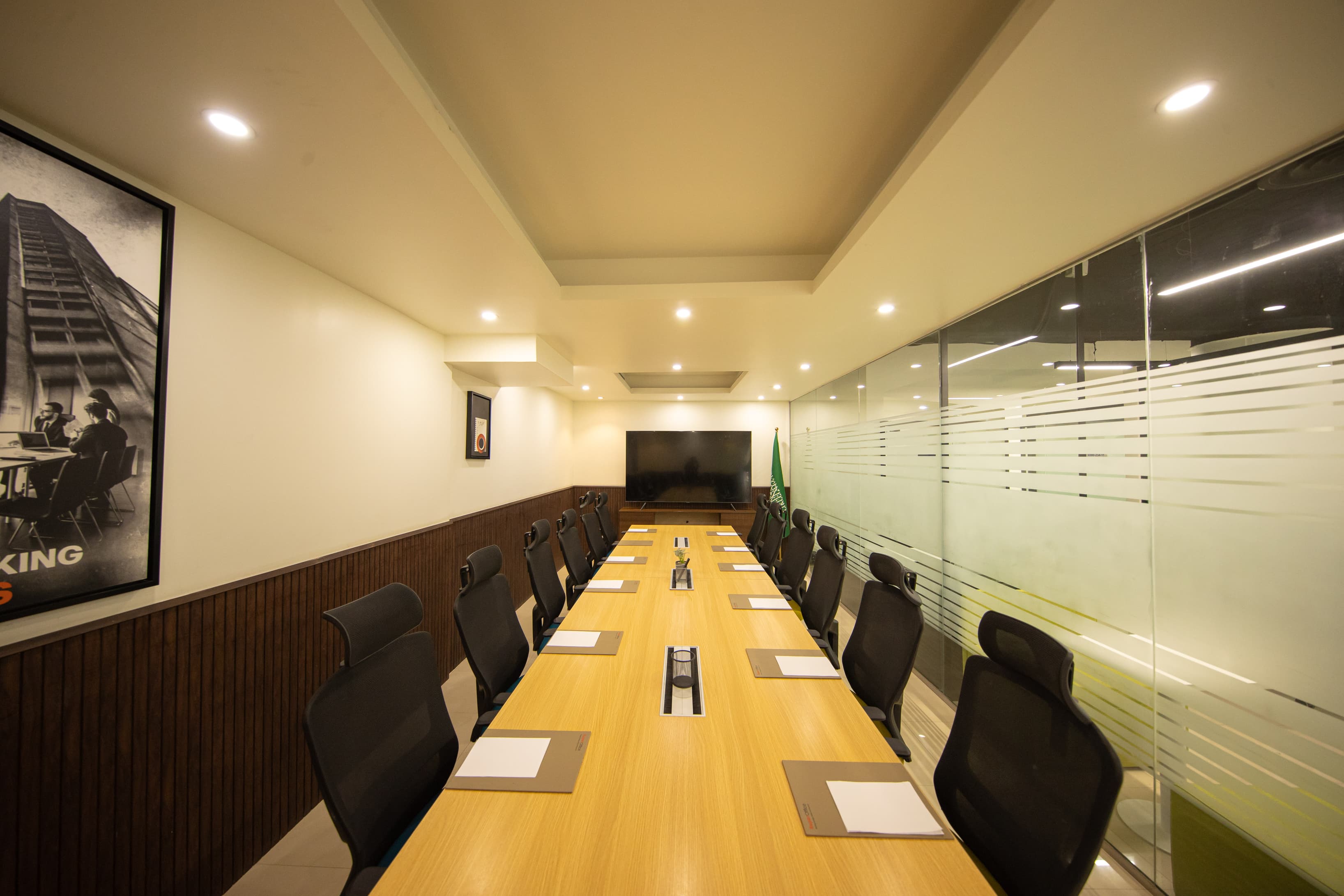 Big meeting room equipped with latest technology