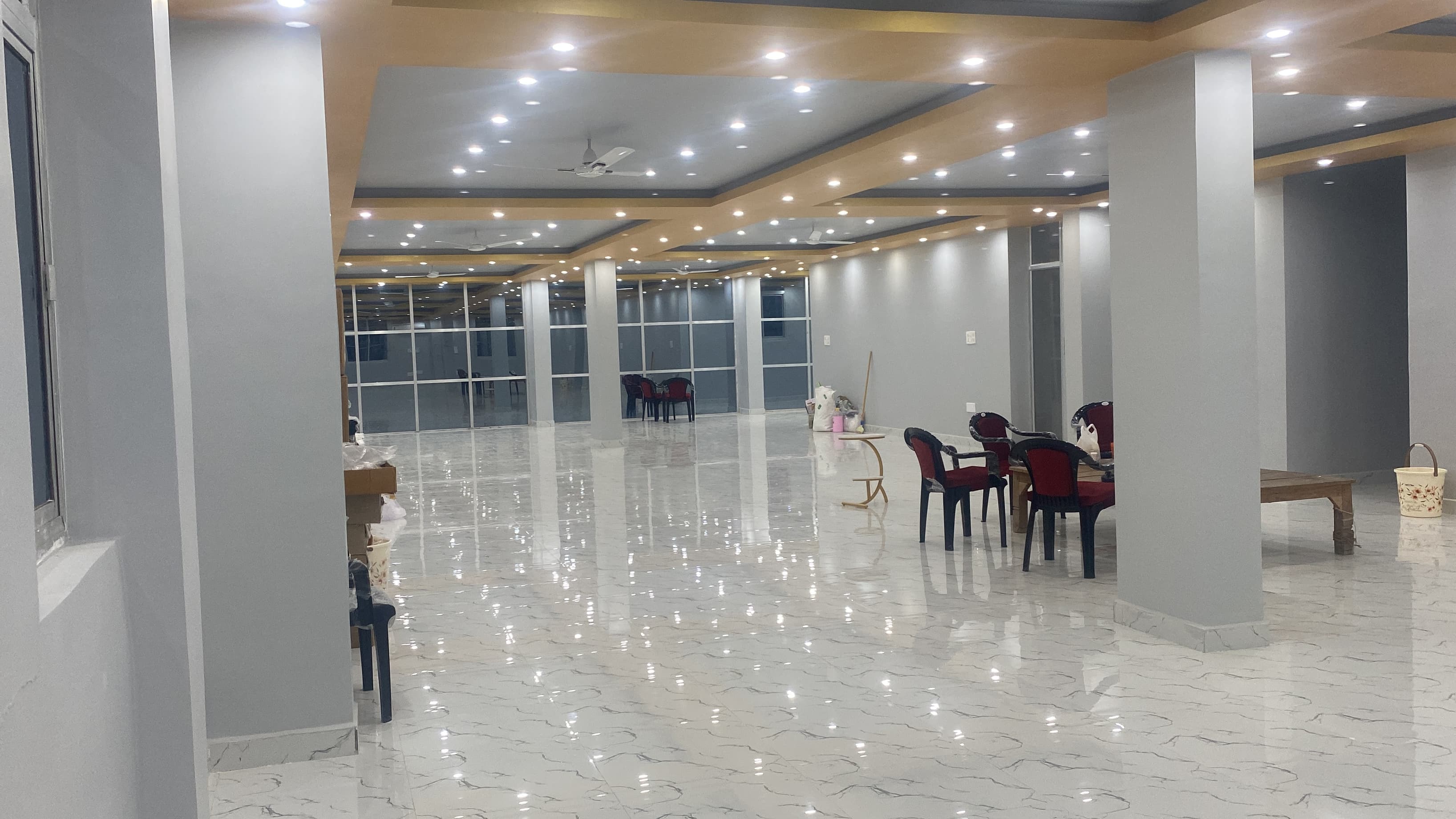 Fully air-conditioned luxury hall interior at Vishal Banquet Hall, Bodh Gaya