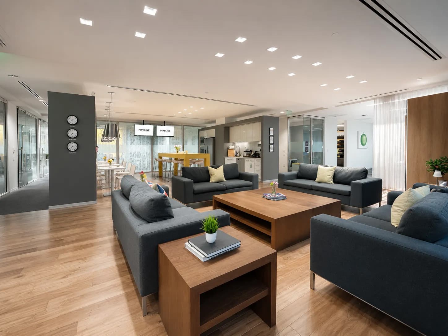 Step away from your desk and into a bright, welcoming common area designed for connection, collaboration, and productivity.