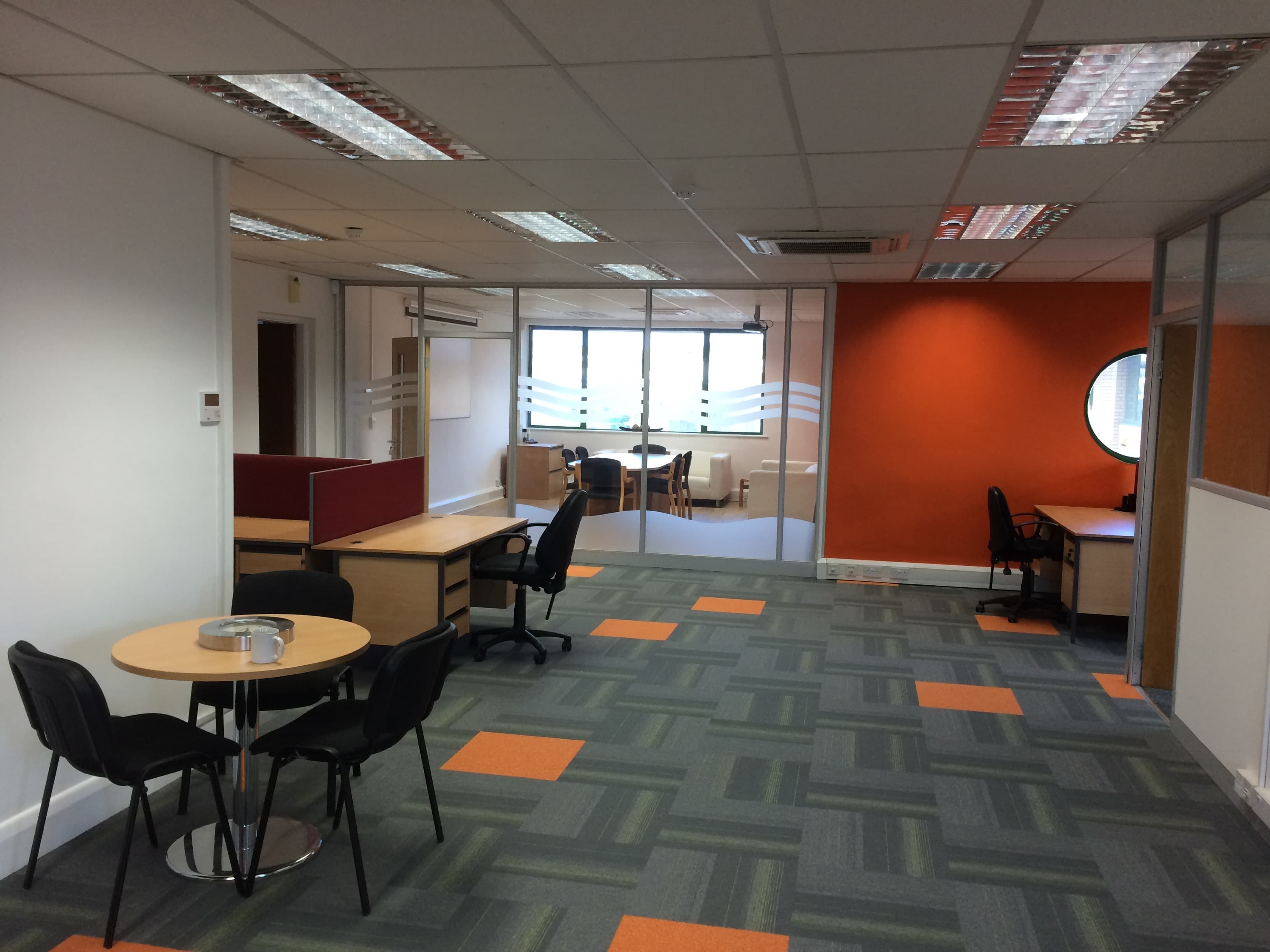 Open desks and private offices