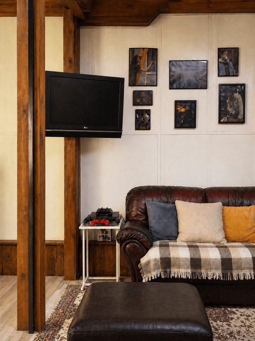 Relaxed break area at Raboteriya in Plovdiv with a sofa, TV and PlayStation for after-work downtime.
