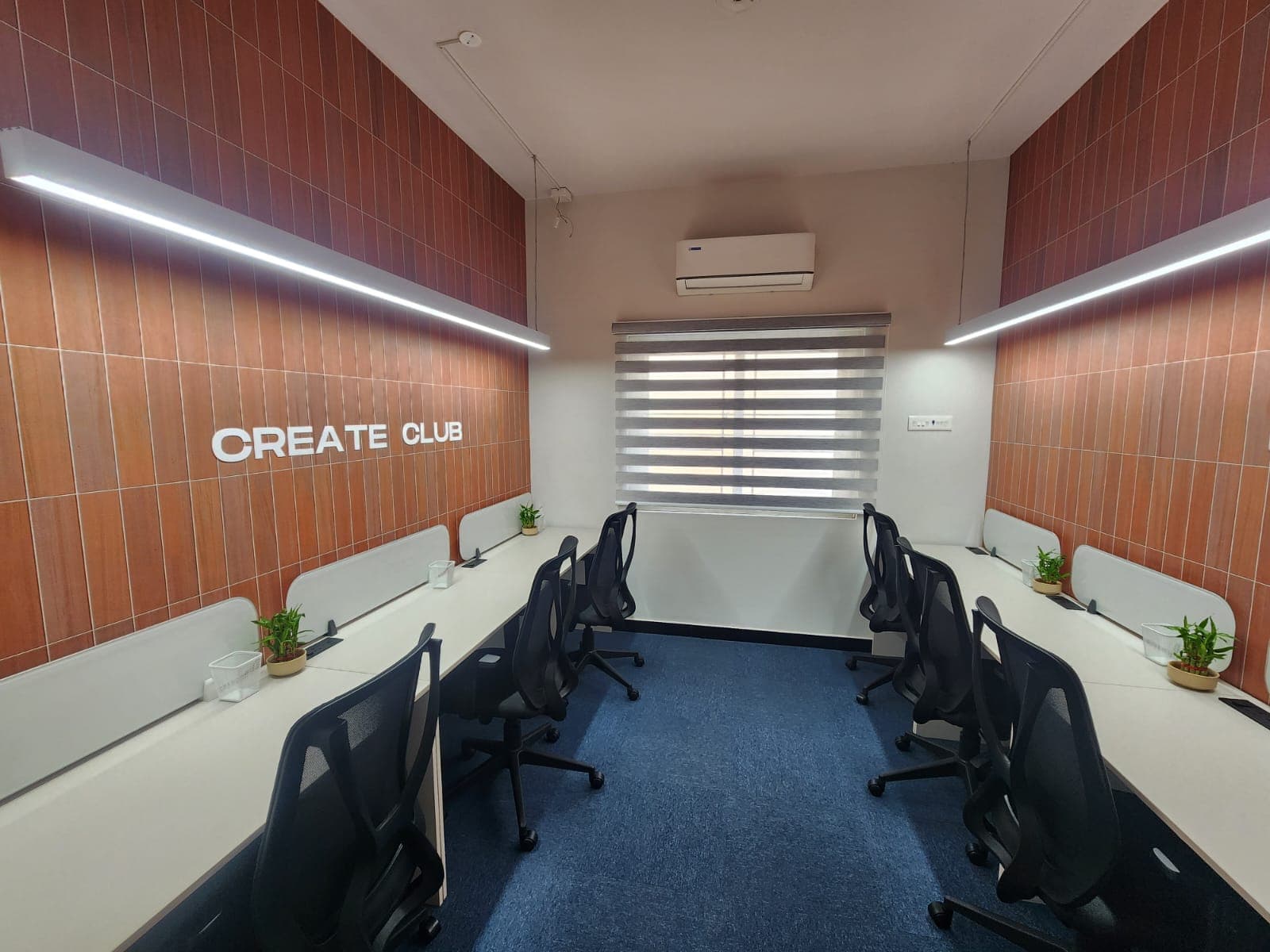 Create Club – a premium 6-seater private cabin built for productivity, offering privacy, comfort, and a perfect space for tea