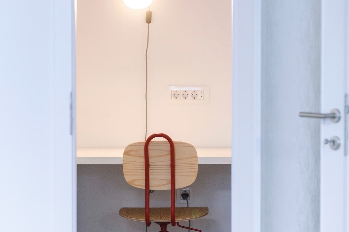 Phone booths for remote meetings.