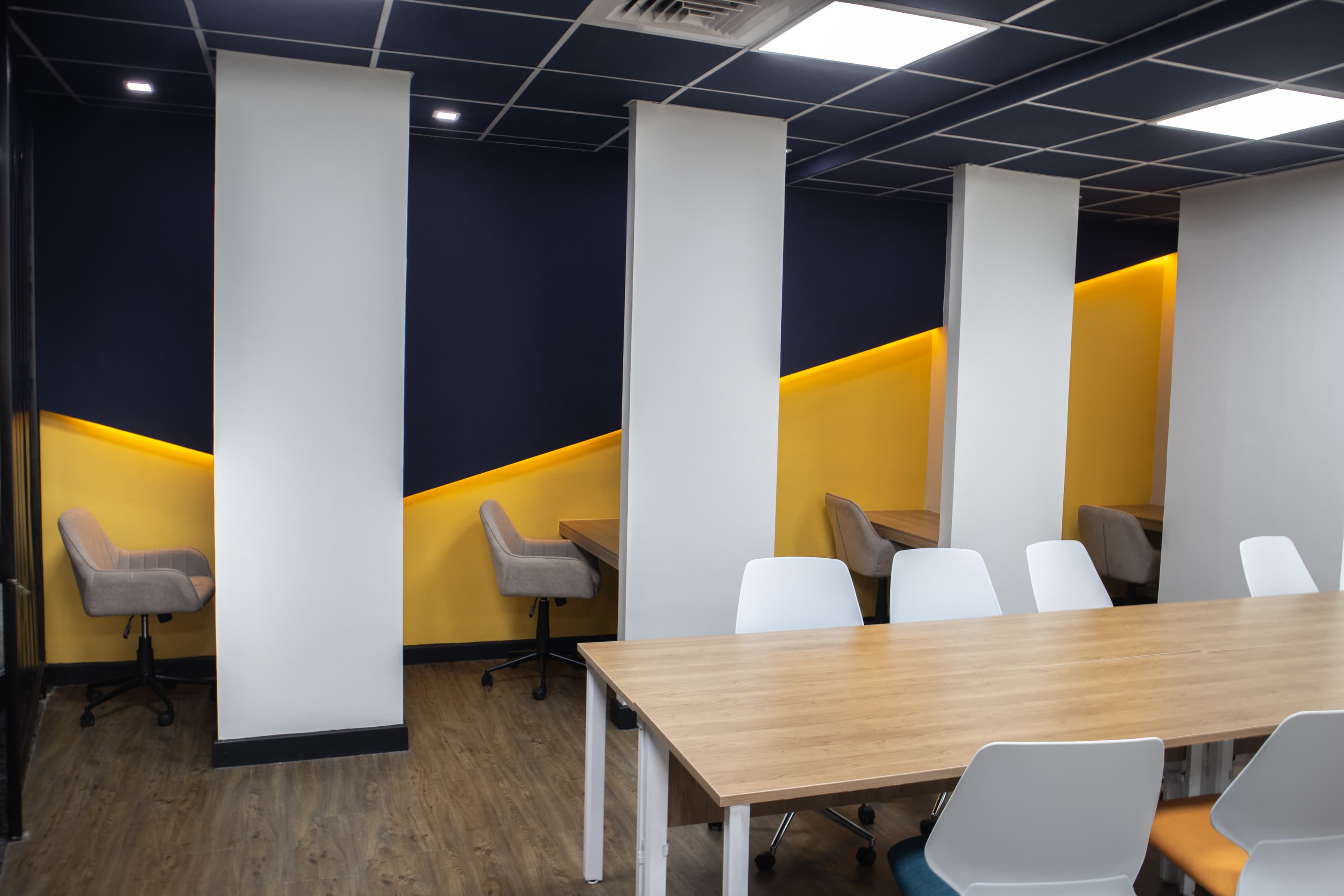 Work carrels, if you need extra privacy. 