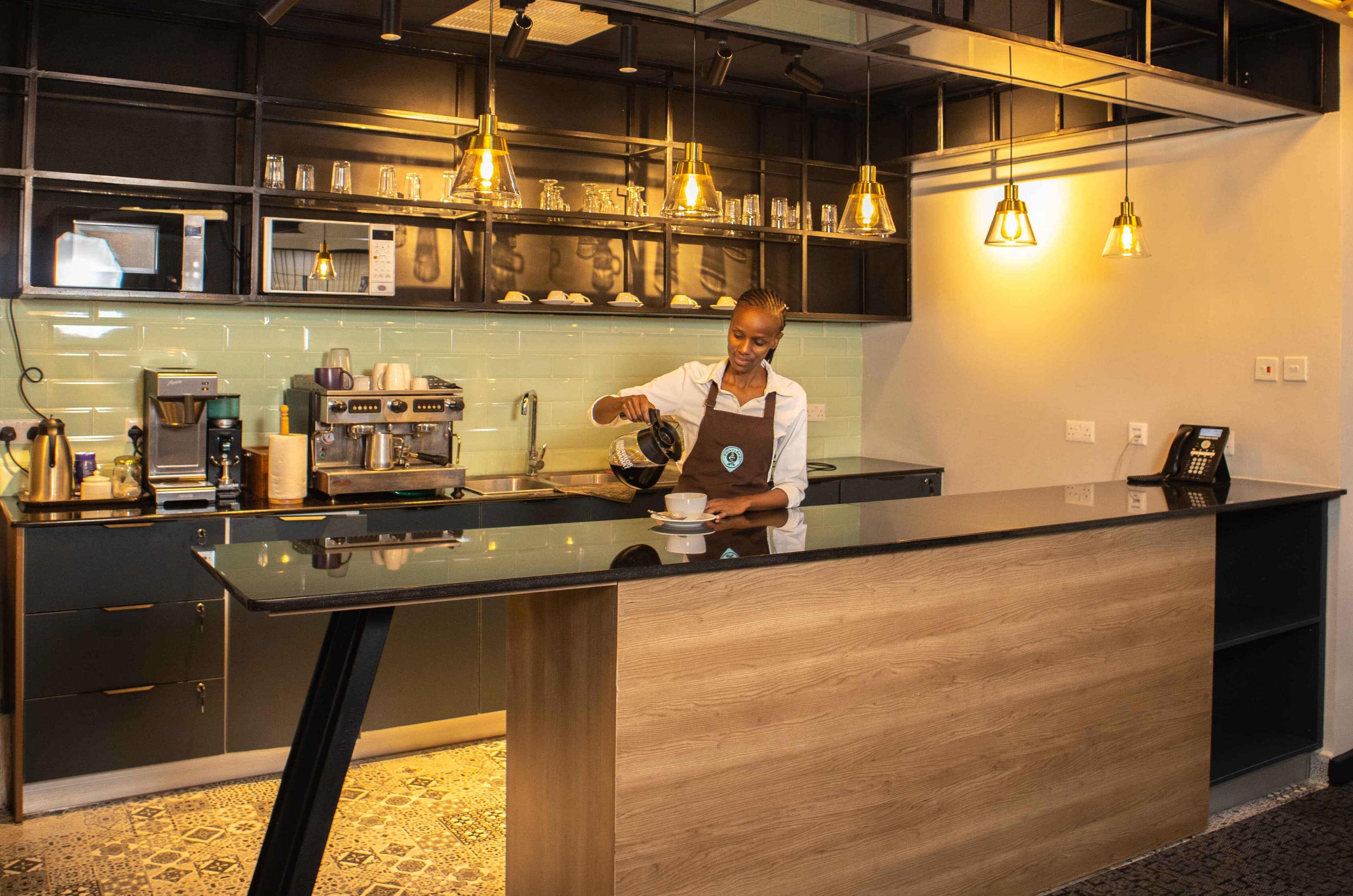 Cafe area, with an in house barrister.