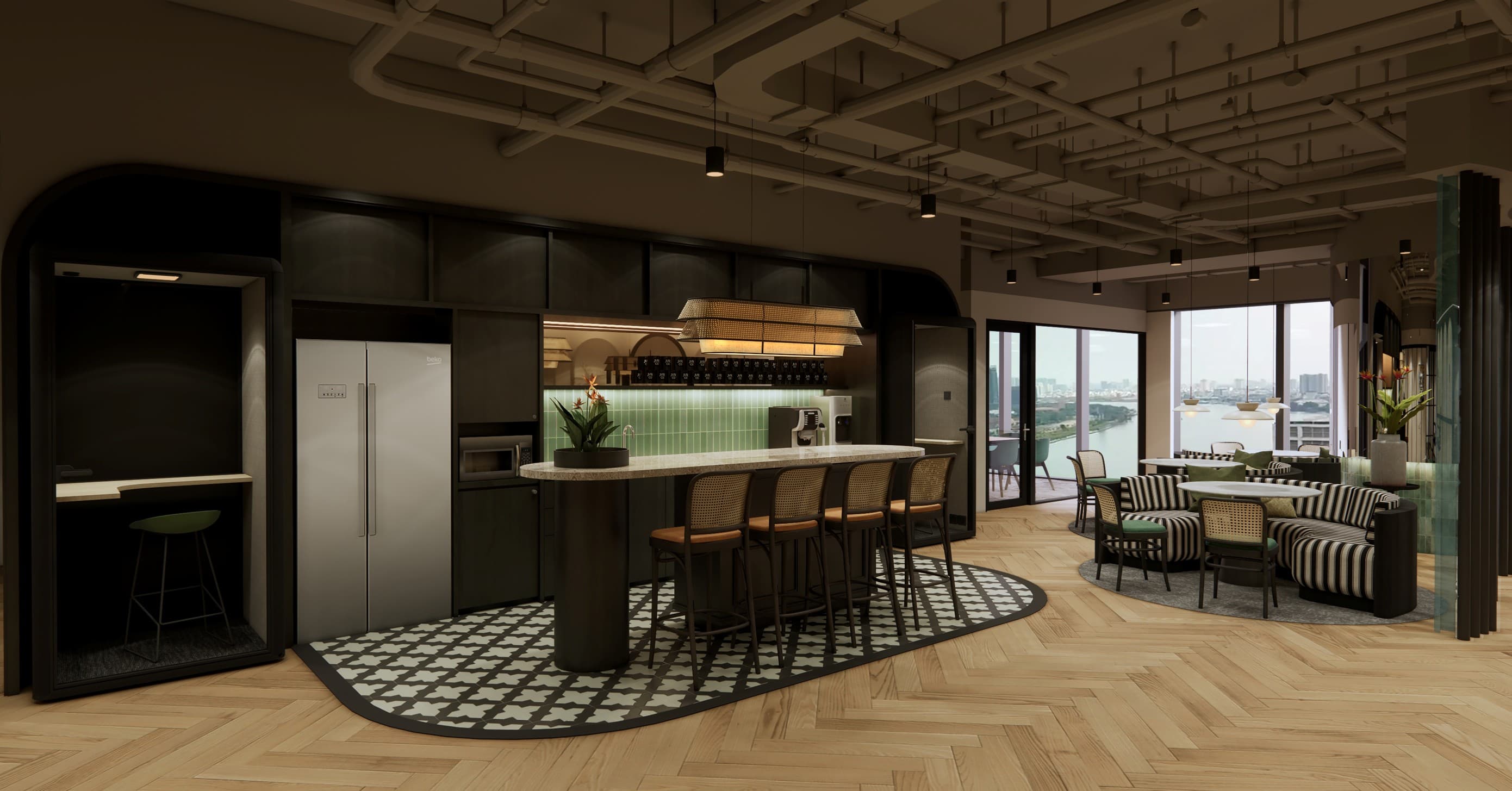 Indochine-inspired workspace that blends modern work life with the timeless beauty of Vietnamese heritage. Indochine-inspired workspace that blends modern work life with the timeless beauty of Vietnamese heritage.