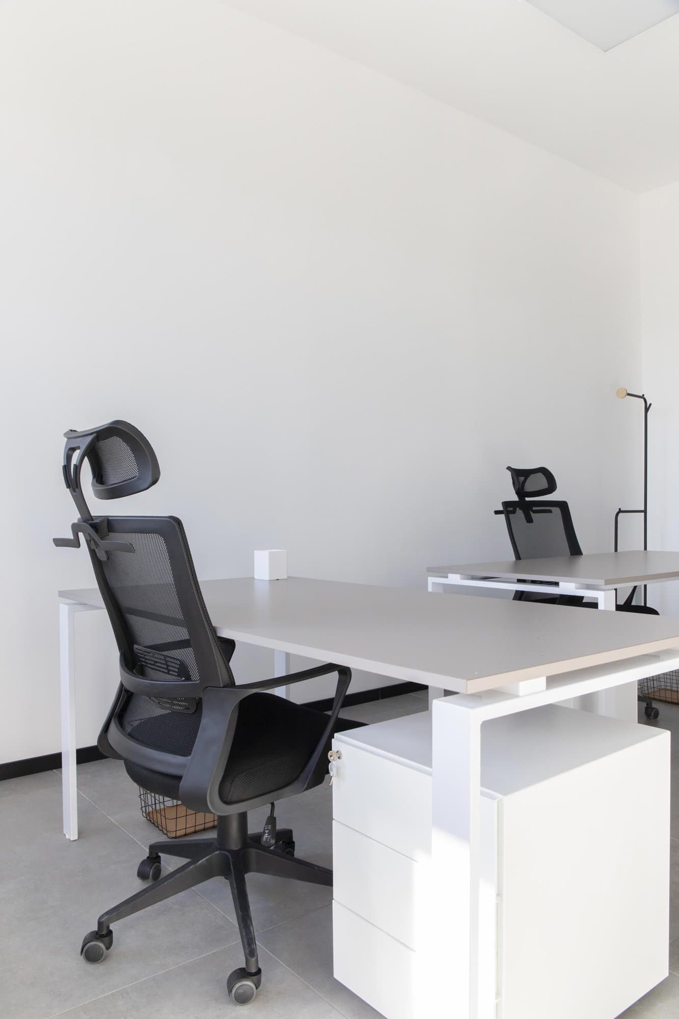 Private office desk with ergonomic chair. Private office desk with ergonomic chair.