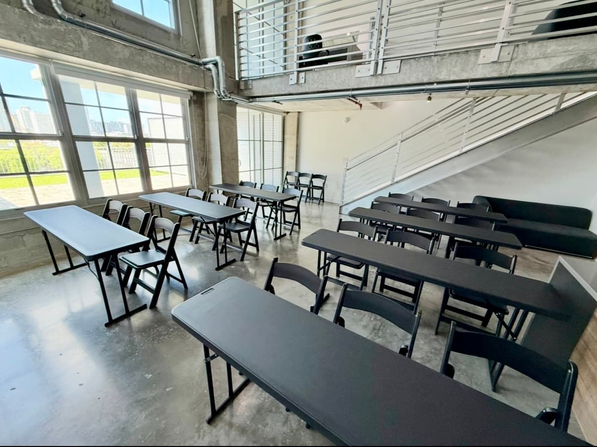 Tables and chairs are available in our Add On menu