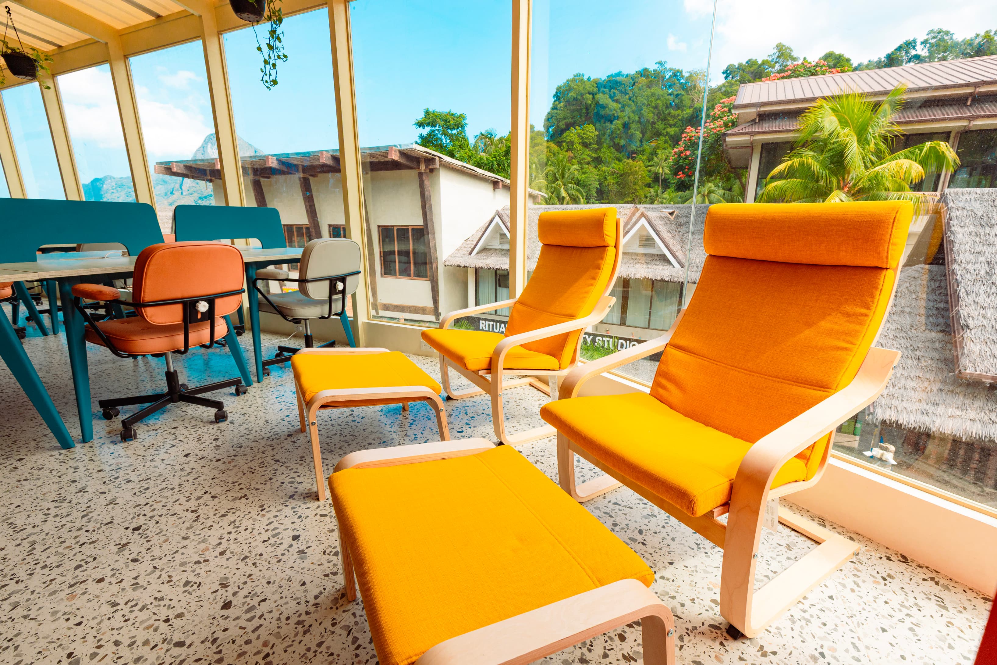 We provide lounge chairs for that quick cat nap to get over jetlag.