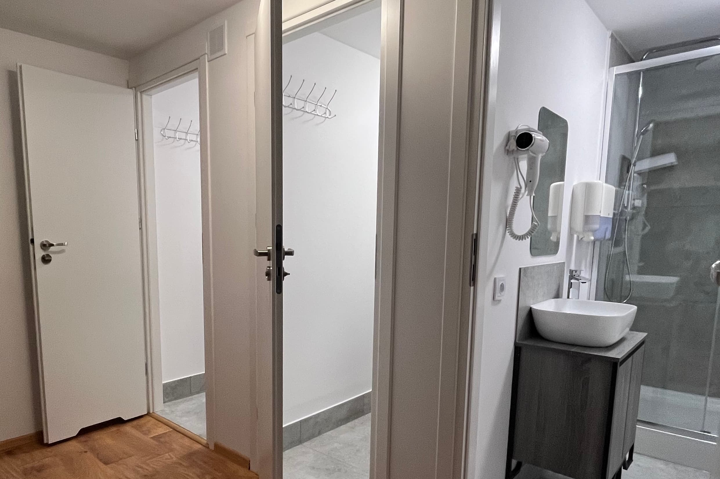 Modern, bright, and spotlessly clean shared bathrooms for your comfort