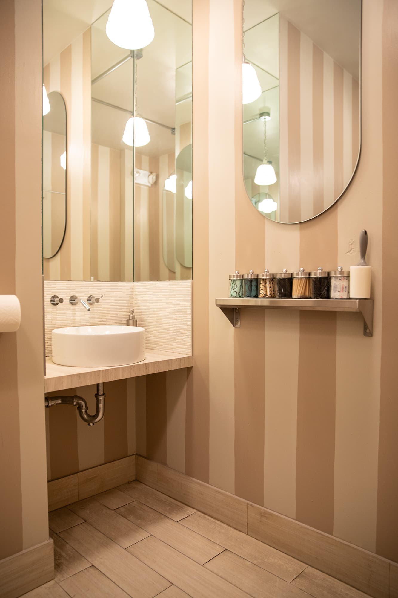 Hand painted striped bathroom