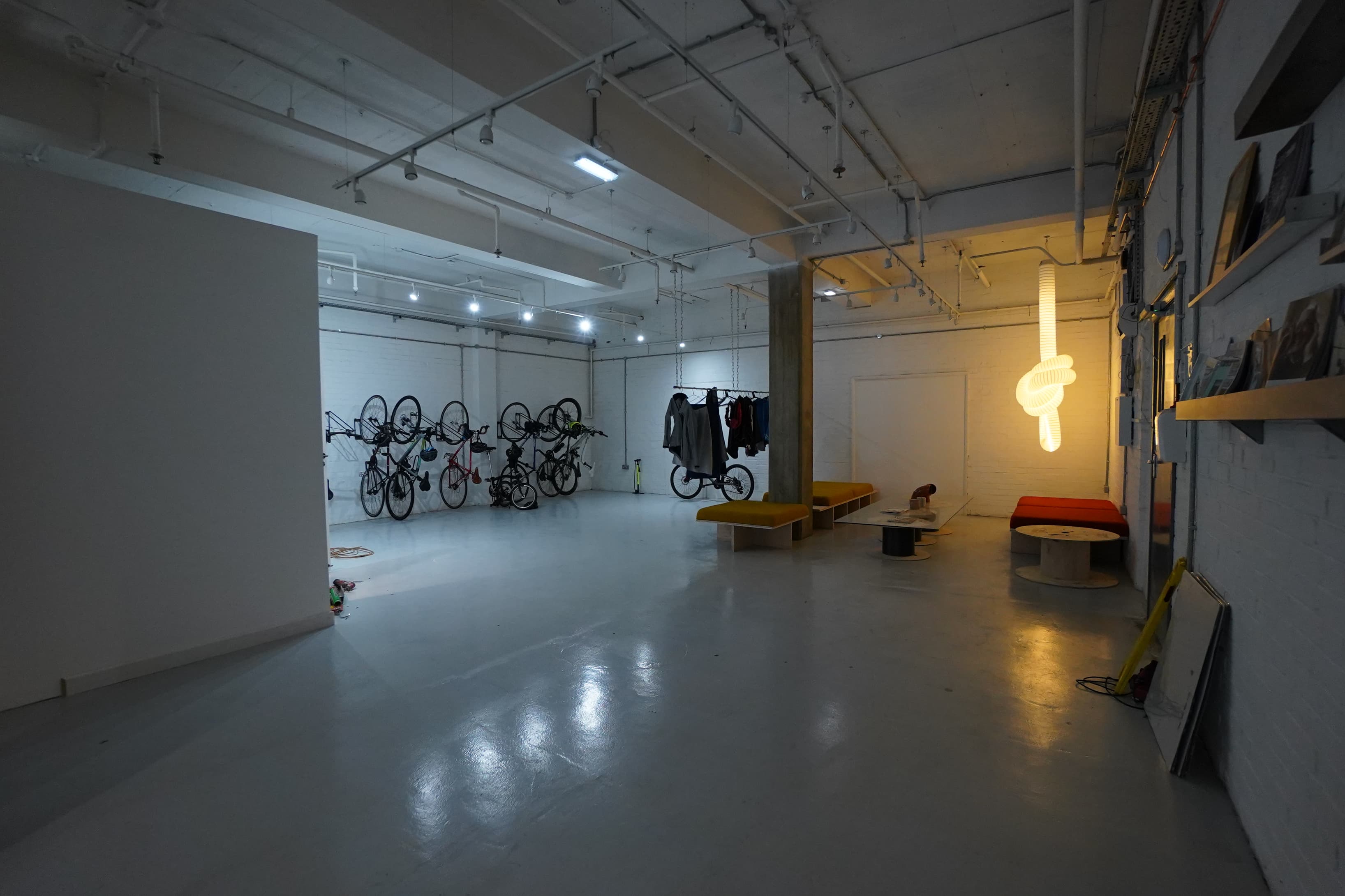 Bike storage and showers, small breakout area