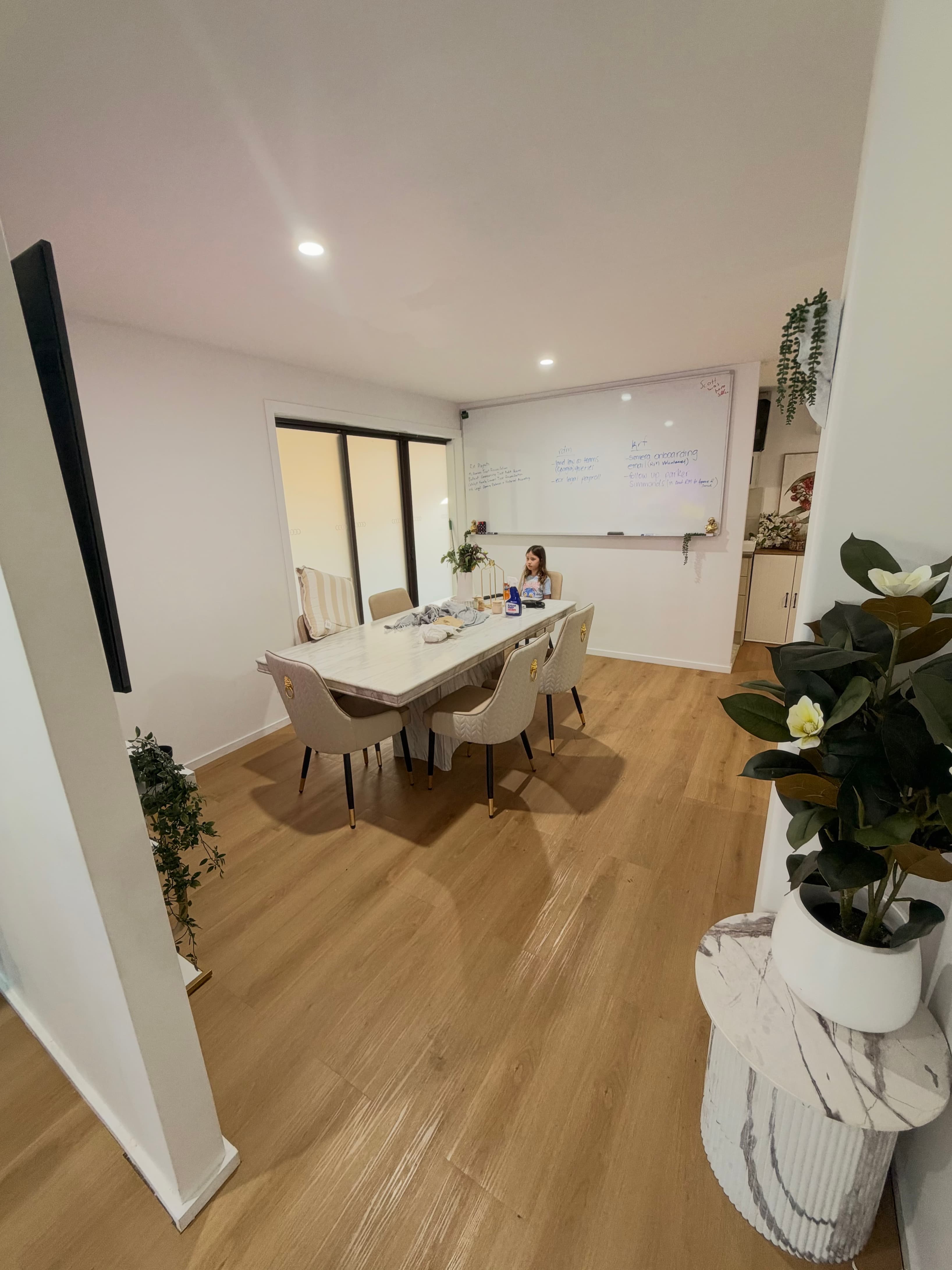 Meeting / board room fit with full wall length whiteboard and TV