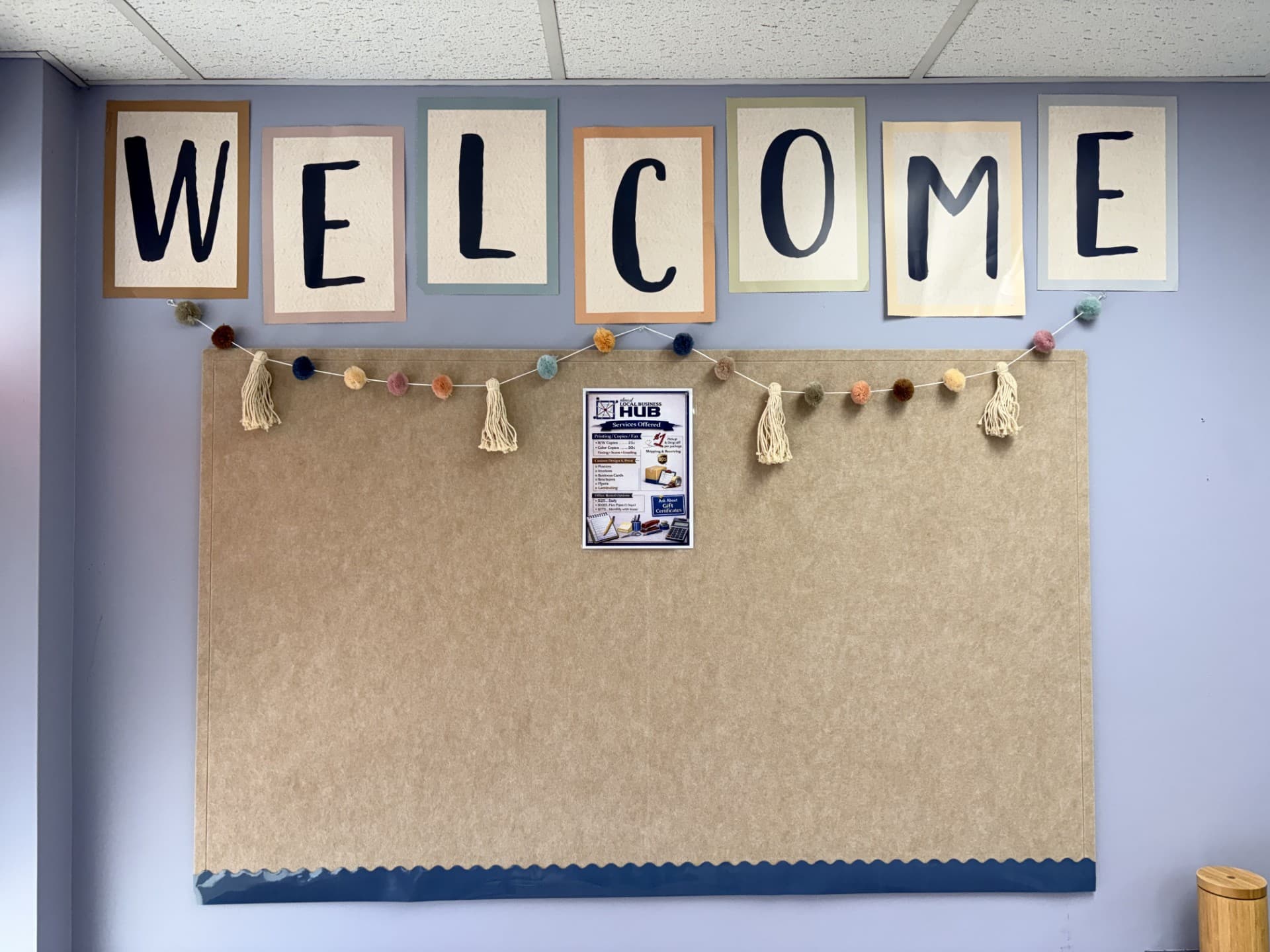 We keep a board of community events and announcements. 