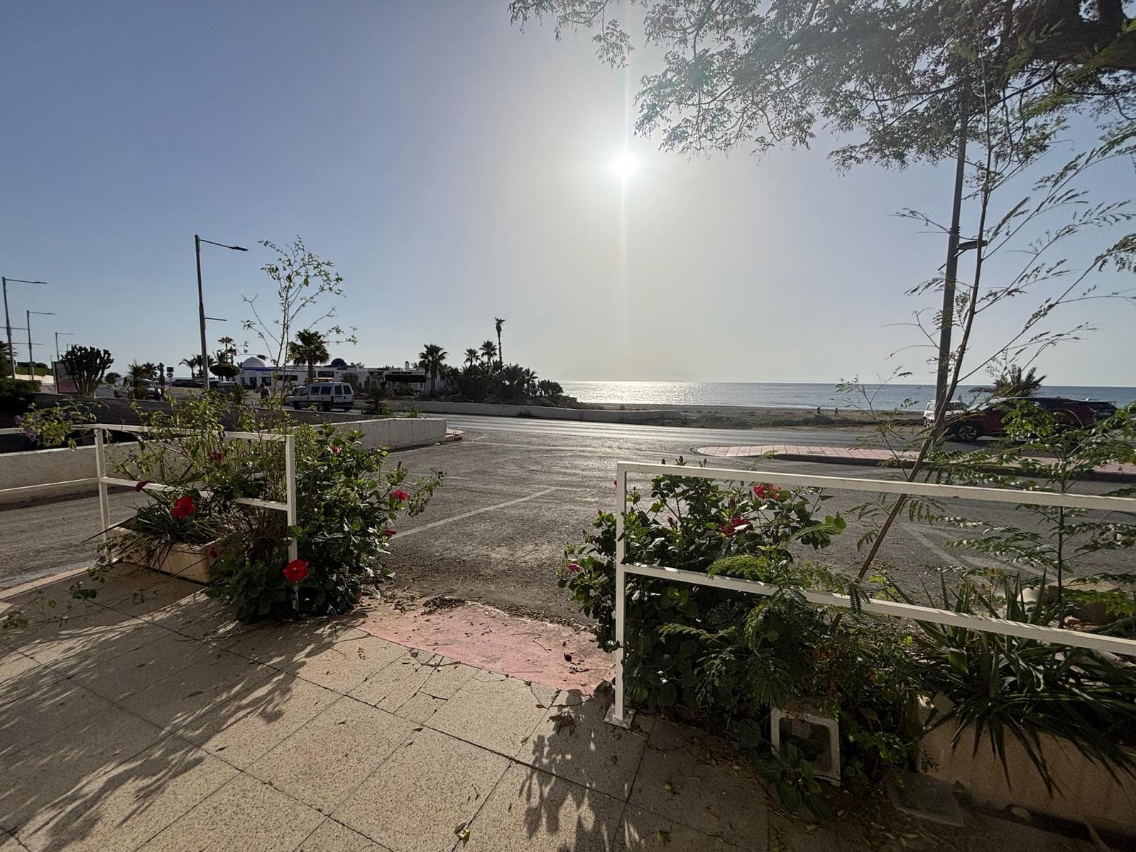 This is the view from the front door.  Free parking outside, and a beach across the road.