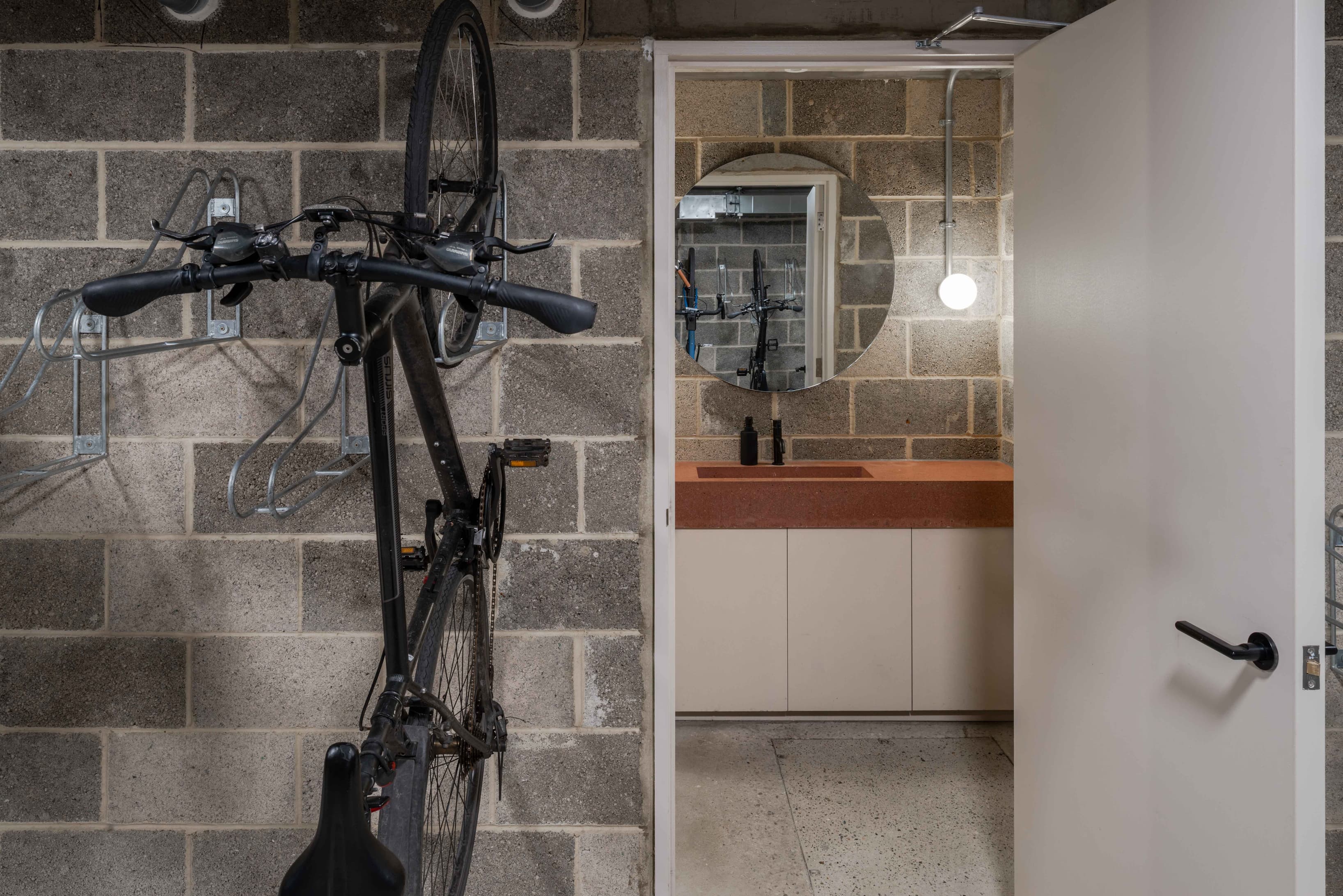 Secure cycle store and showers Secure cycle store and showers