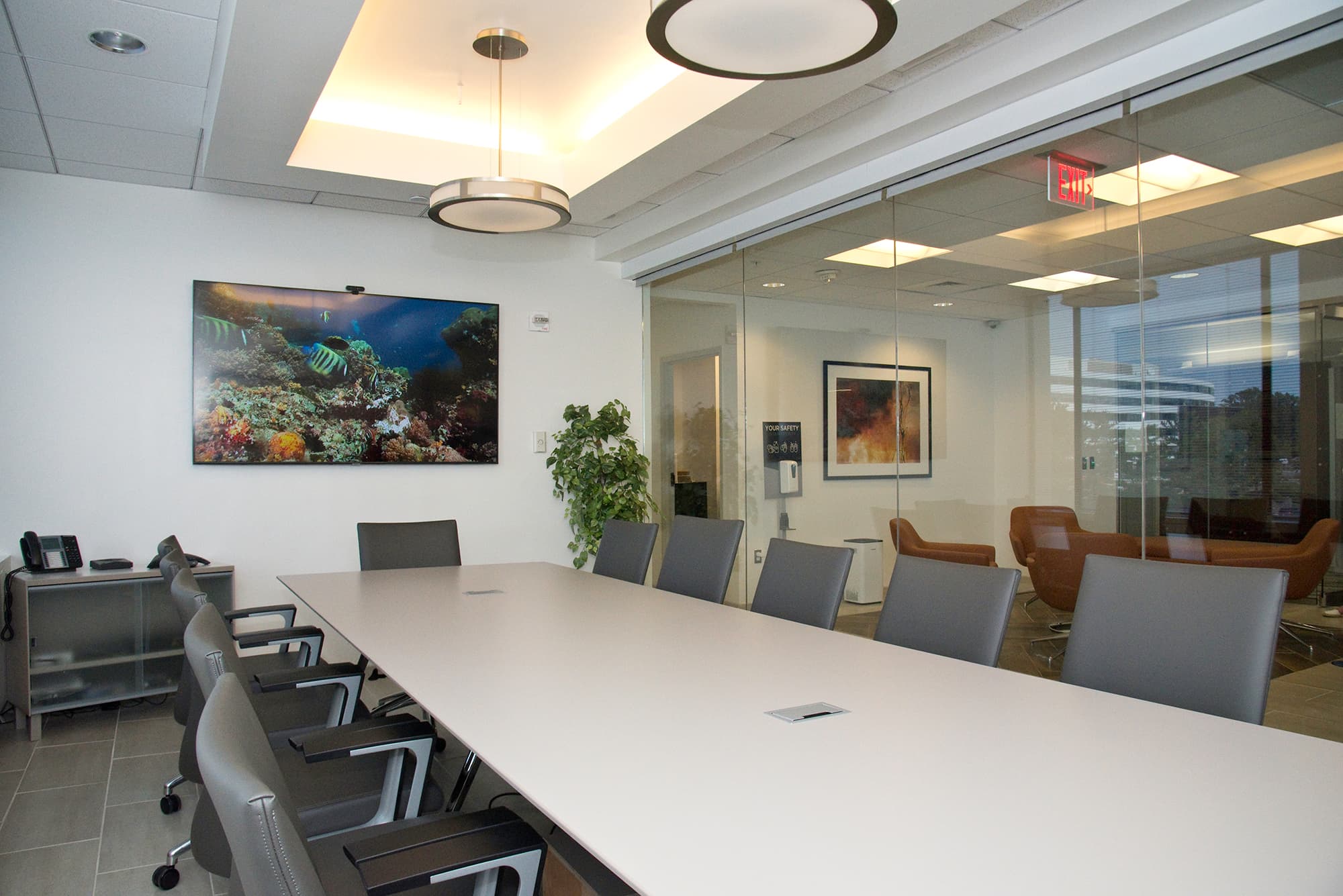Boardroom view into reception area Boardroom view into reception area