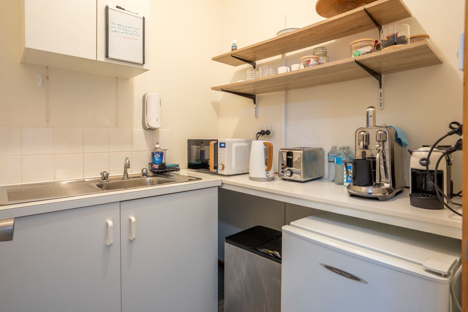 Kitchen with coffee, tea, and health snacks Kitchen with coffee, tea, and health snacks