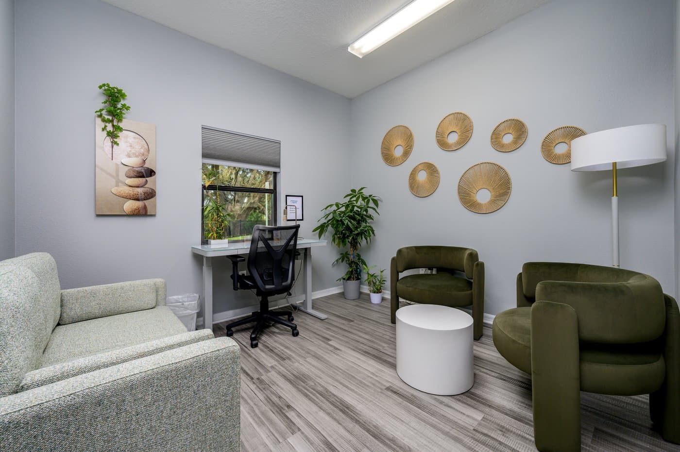 Soundproofed therapy suite at a Mango Space sister location; therapy suites are offered at Westshore. Soundproofed therapy suite at a Mango Space sister location; therapy suites are offered at Westshore.