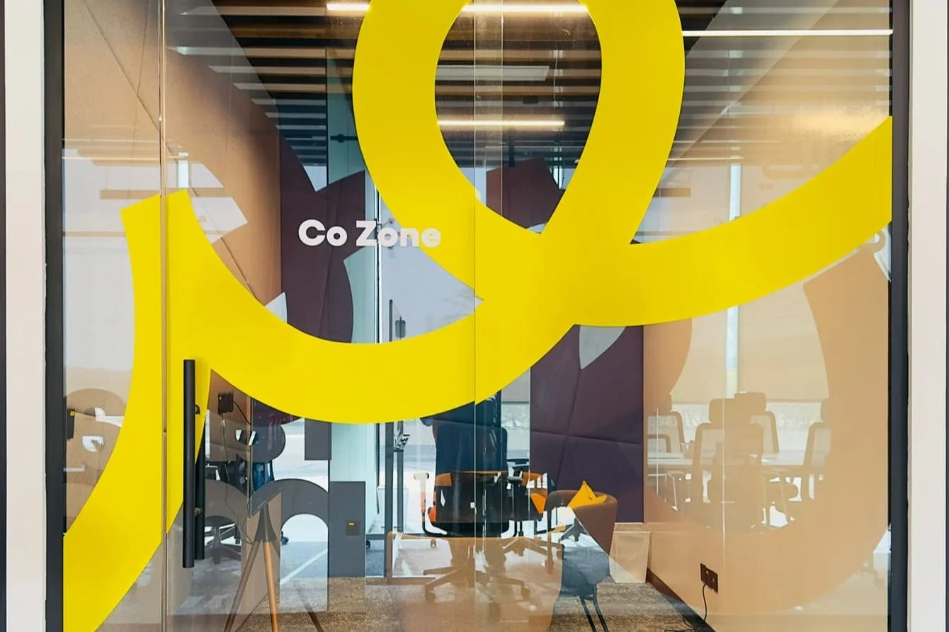 Signature Work&Co Co Zone branding and collaborative pods. Signature Work&Co Co Zone branding and collaborative pods.