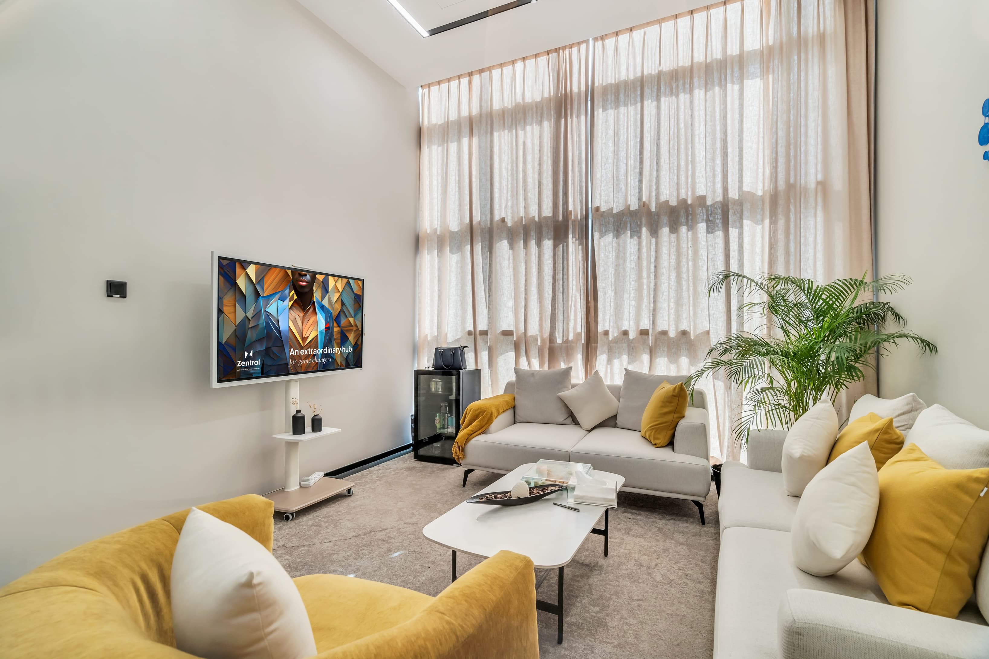 Private office into lounge setup Private office into lounge setup