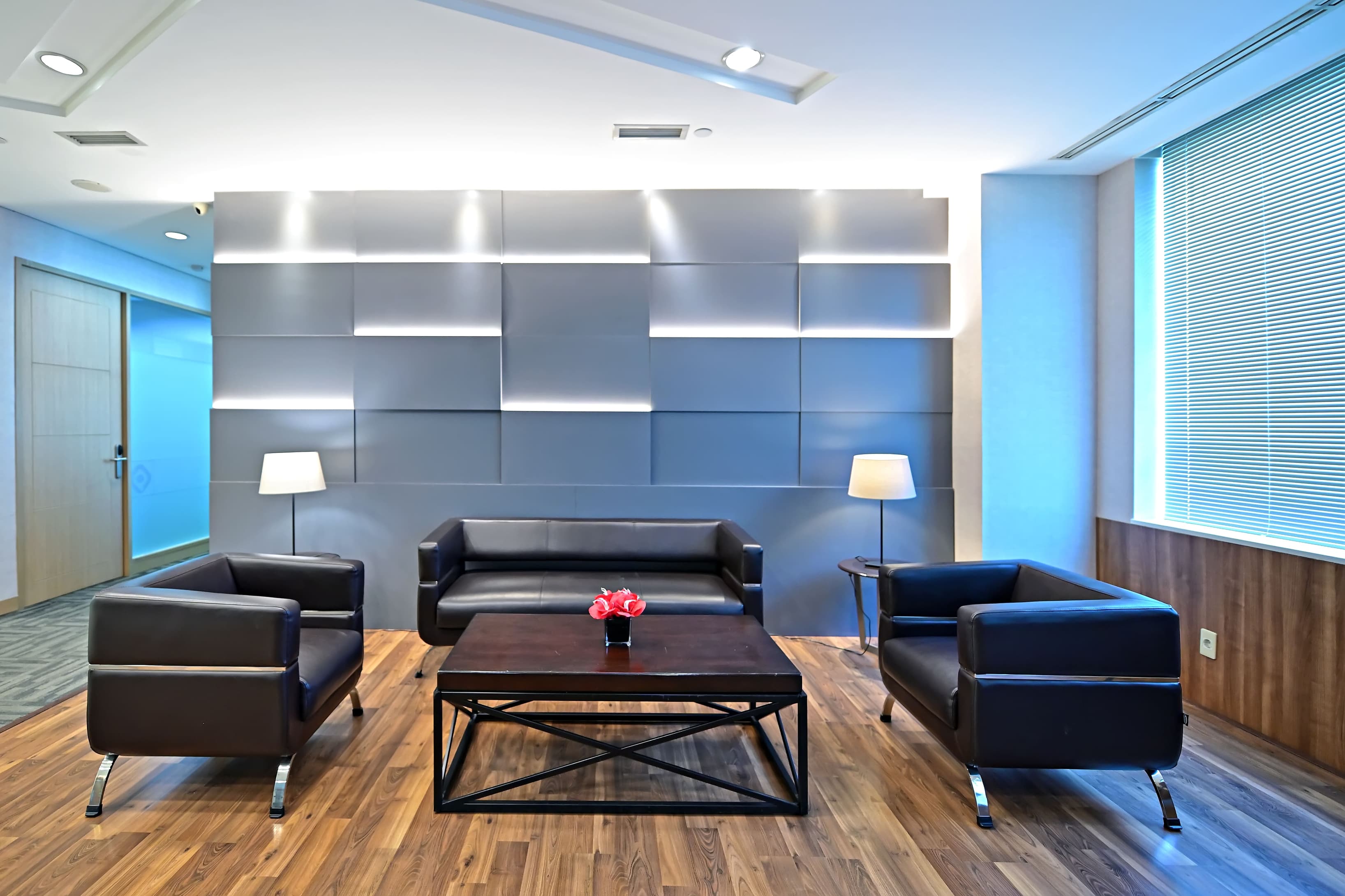 Professional lobby area providing a comfortable space for clients and guests. Professional lobby area providing a comfortable space for clients and guests.