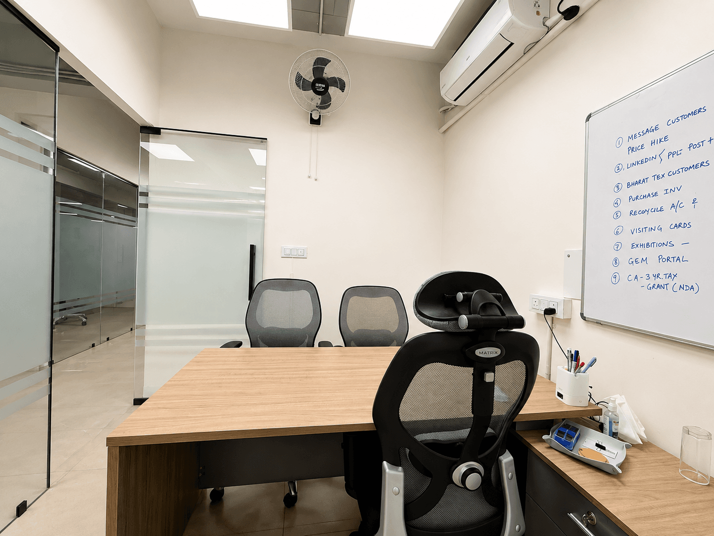 Private, air-conditioned Director Cabin offering a quiet, dedicated workspace for focused leadership work. Private, air-conditioned Director Cabin offering a quiet, dedicated workspace for focused leadership work.