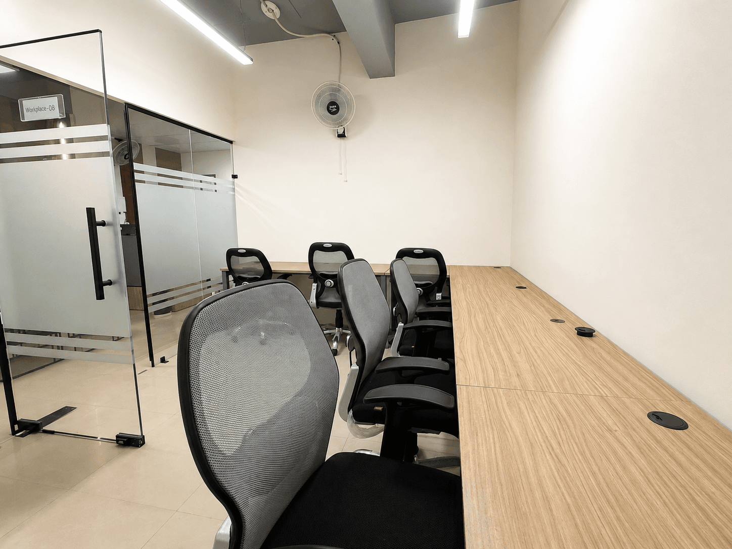 Second team cabin with flexible seating, ideal for growing teams needing a private workspace Second team cabin with flexible seating, ideal for growing teams needing a private workspace