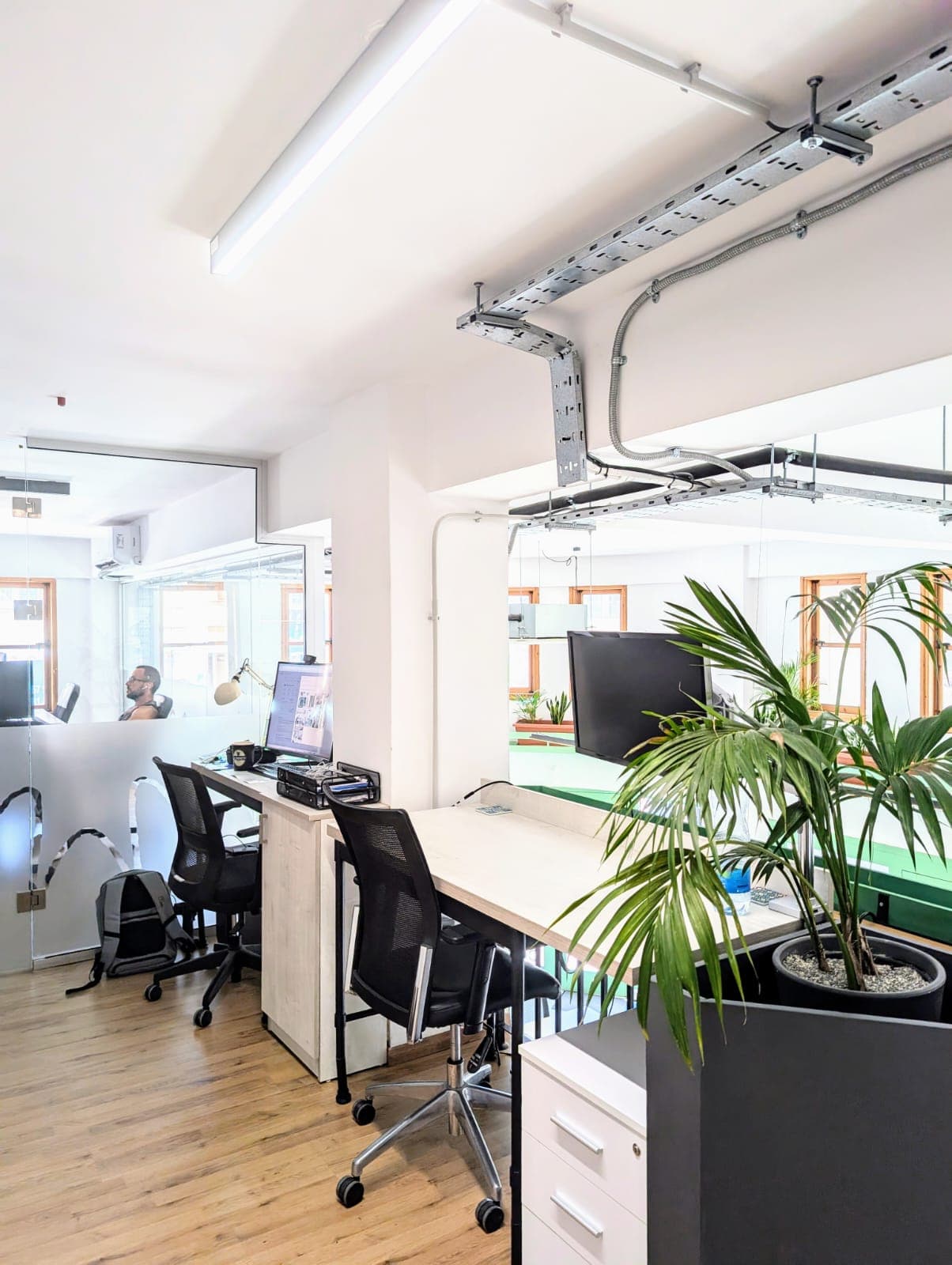 We have a mixture of co-working and private office solutions that cover 2 floors in our main building. We have a mixture of co-working and private office solutions that cover 2 floors in our main building.