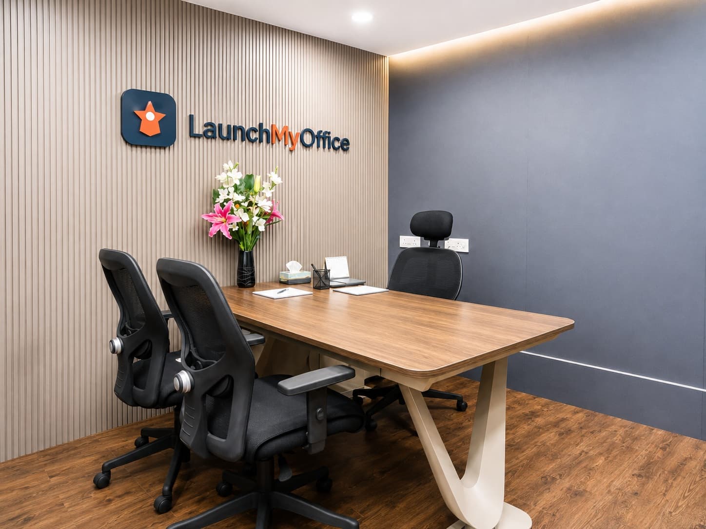 Meeting room at Launch My Office virtual office centre in Kondapur, Hyderabad Meeting room at Launch My Office virtual office centre in Kondapur, Hyderabad