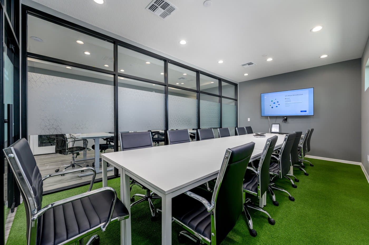 Yellow Mango meeting room: seats 16, with a large display and video conferencing. Yellow Mango meeting room: seats 16, with a large display and video conferencing.