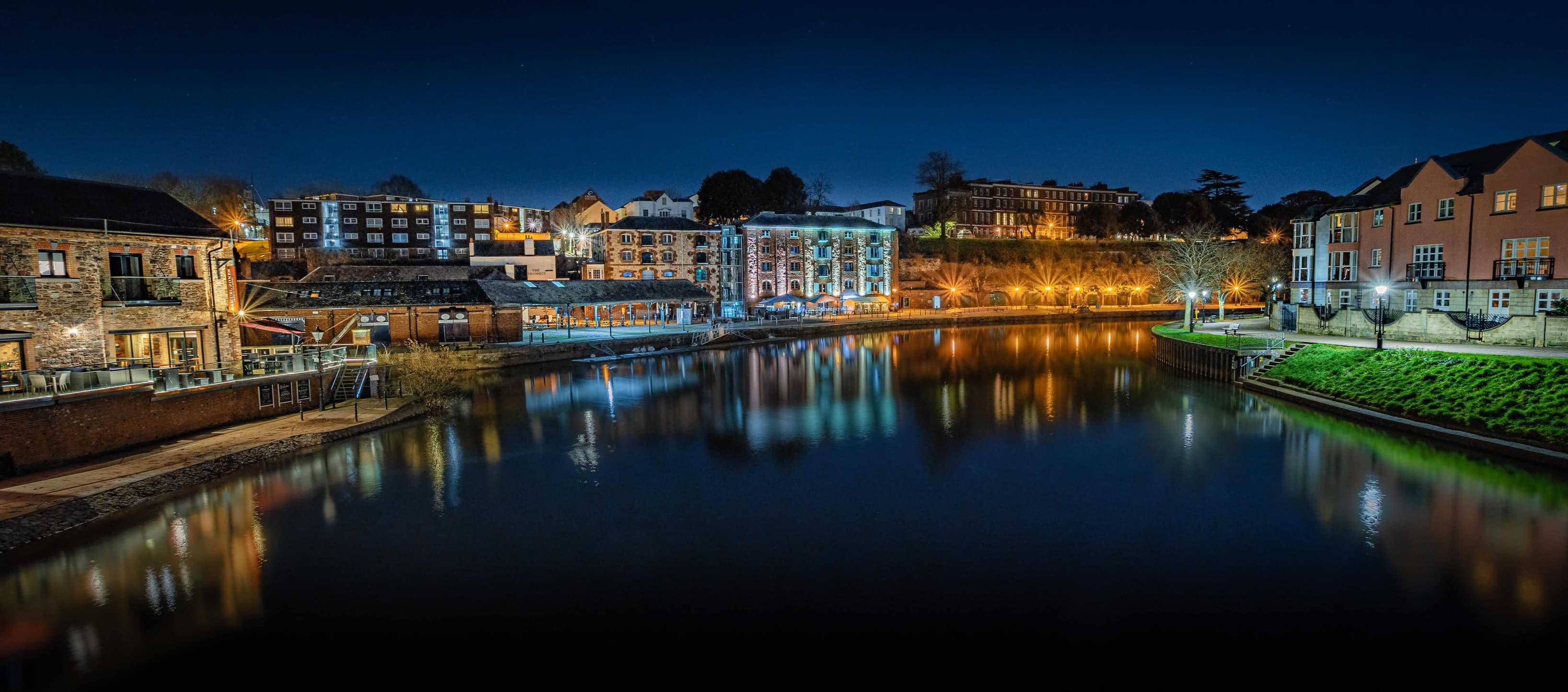 Exeter's historic quayside at night Exeter's historic quayside at night