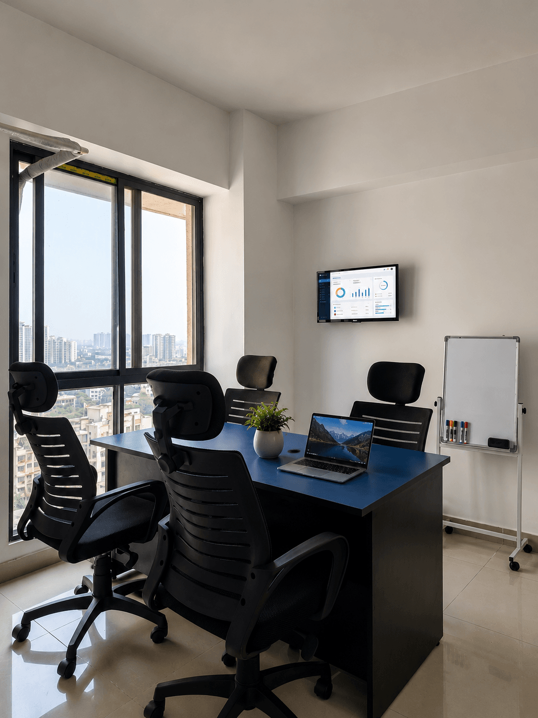 Up to 4-seater cabin with smart TV, whiteboard, and skyline view — great for presentations. Up to 4-seater cabin with smart TV, whiteboard, and skyline view — great for presentations.