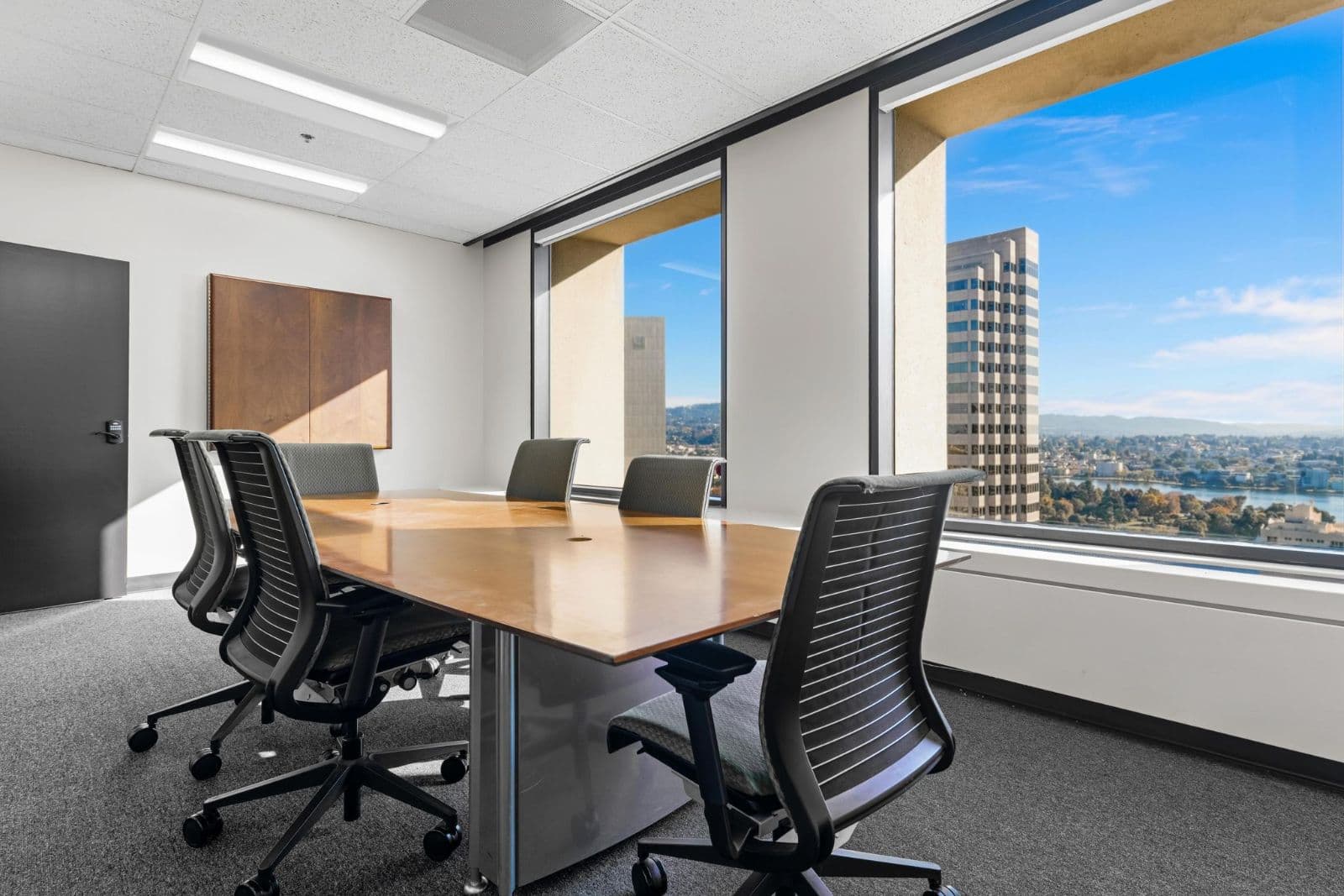 Conference room with skyline views Conference room with skyline views