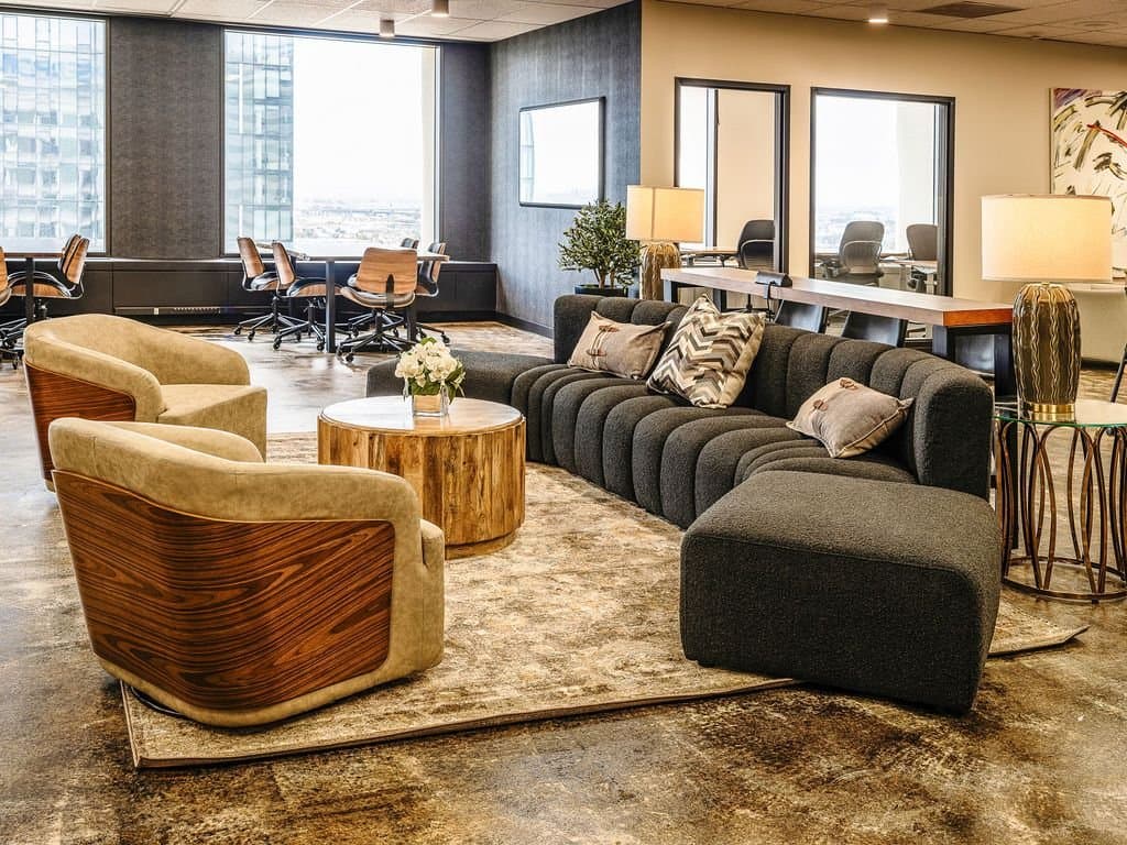 Members' lounge with city views Members' lounge with city views