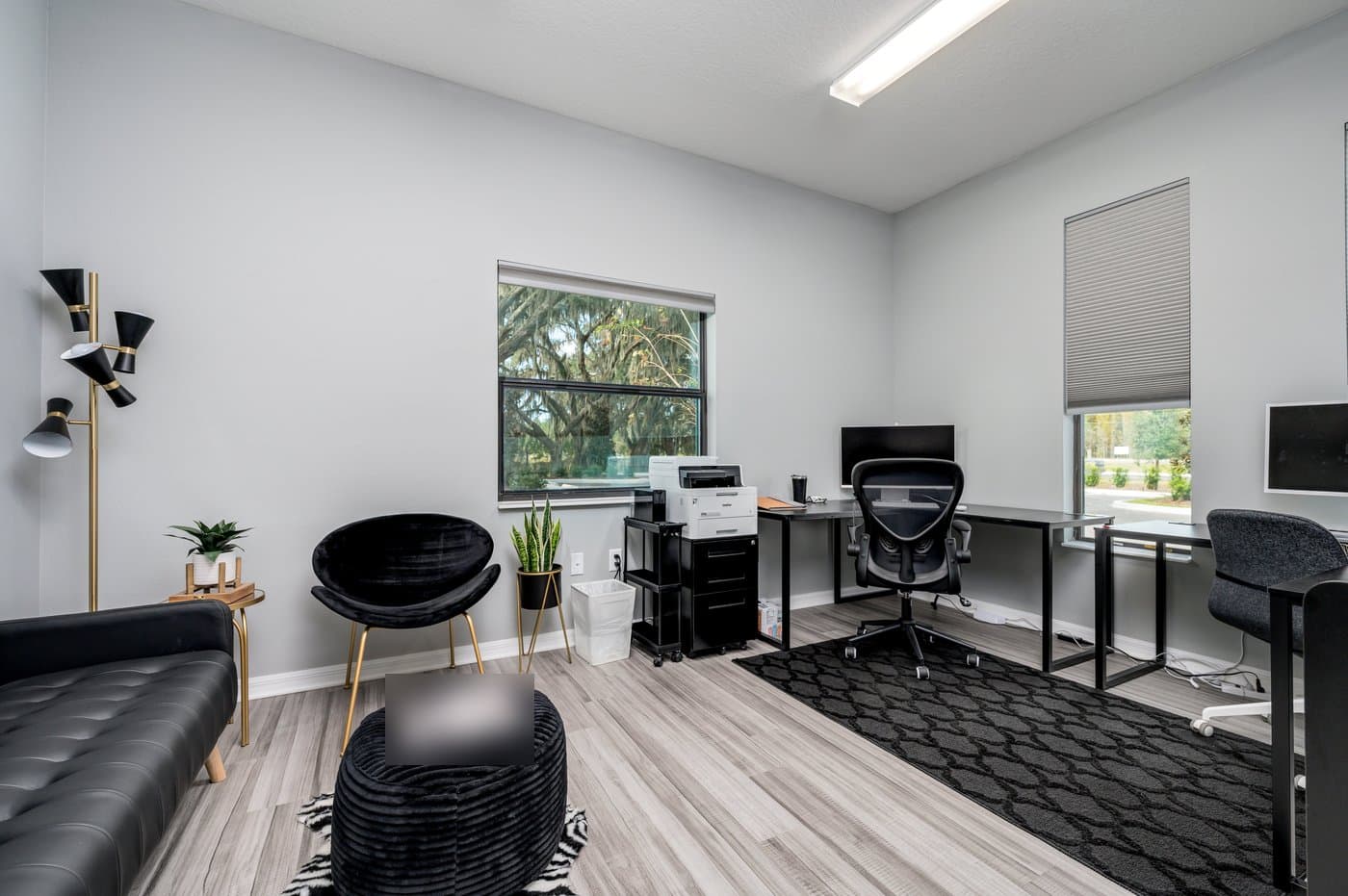 Furnished team office with natural light and room for several desks (representative layout). Furnished team office with natural light and room for several desks (representative layout).